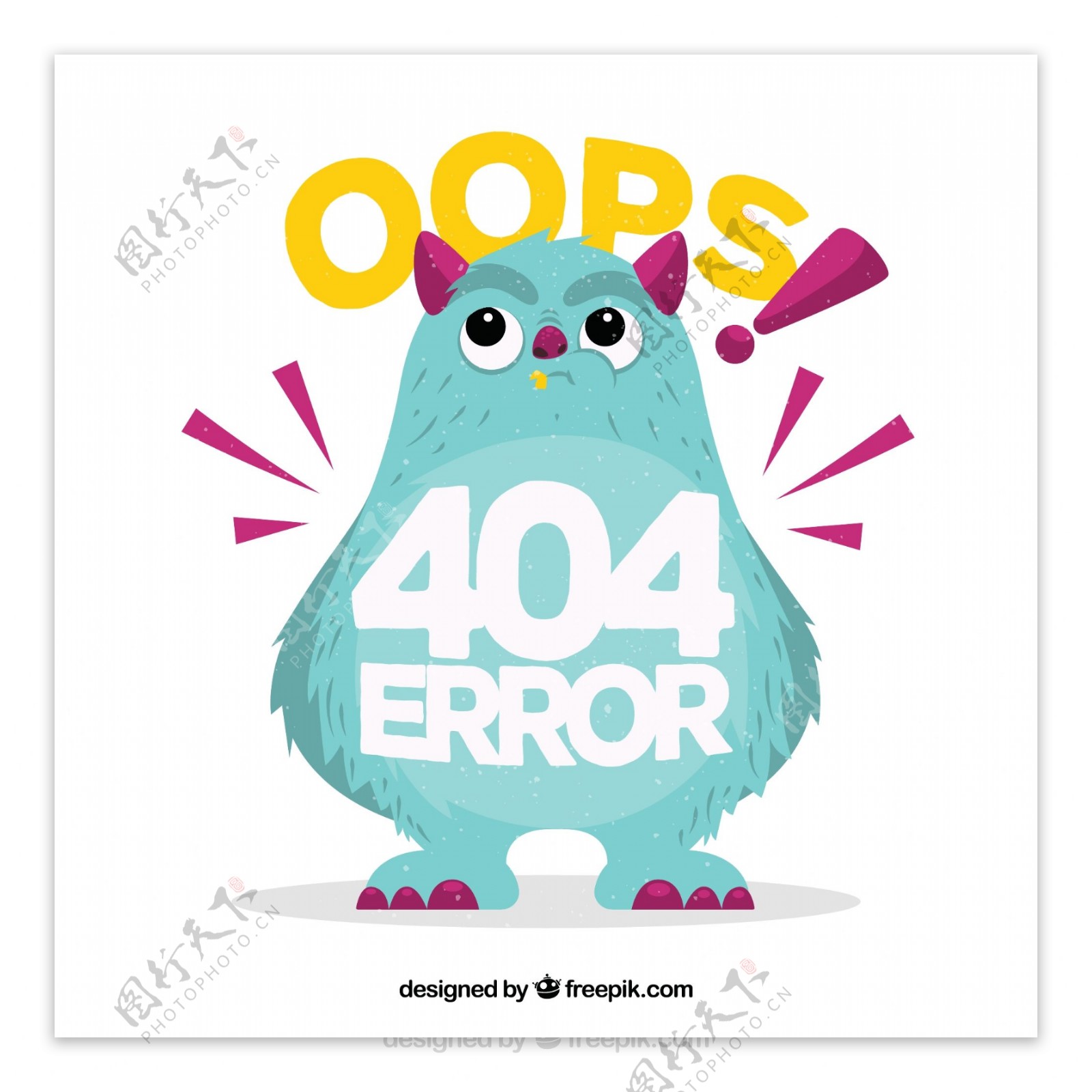 彩绘404错误页面怪兽