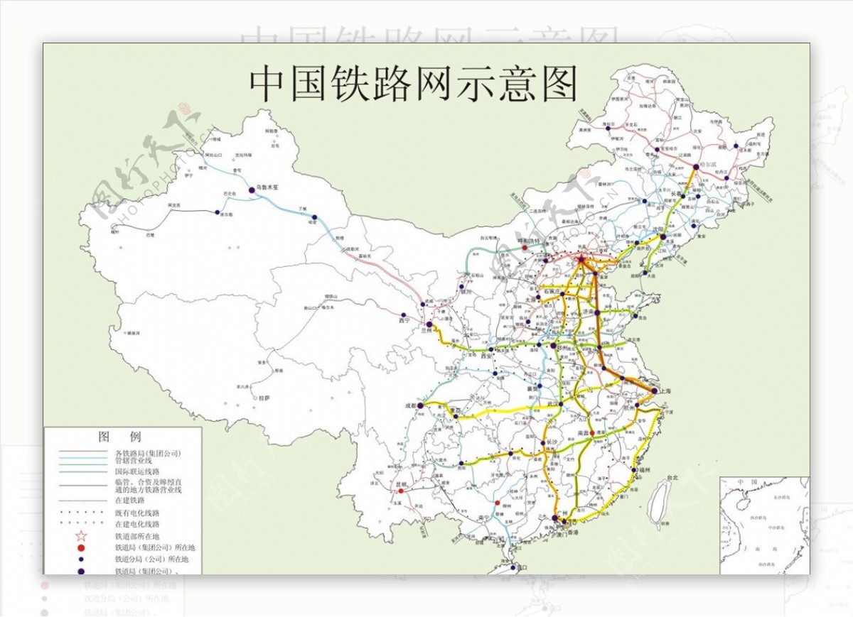 中国铁路网示意图