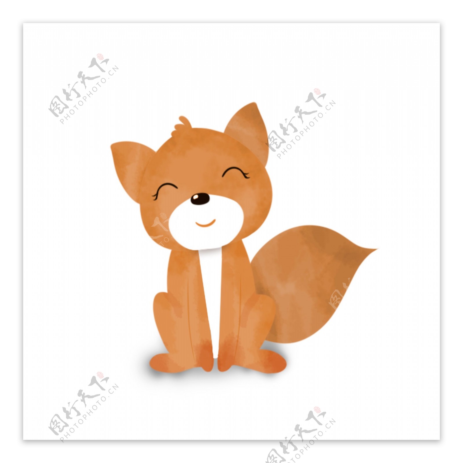 卡通可爱微笑的小狐狸动物设计