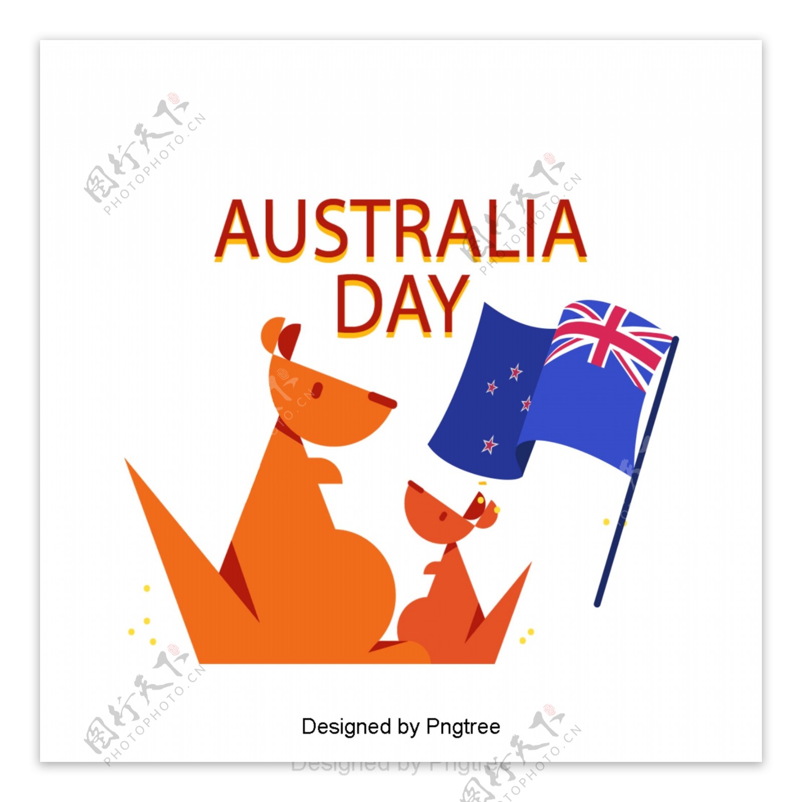 澳大利亚国旗旗帜袋鼠爱心爱国字体设计