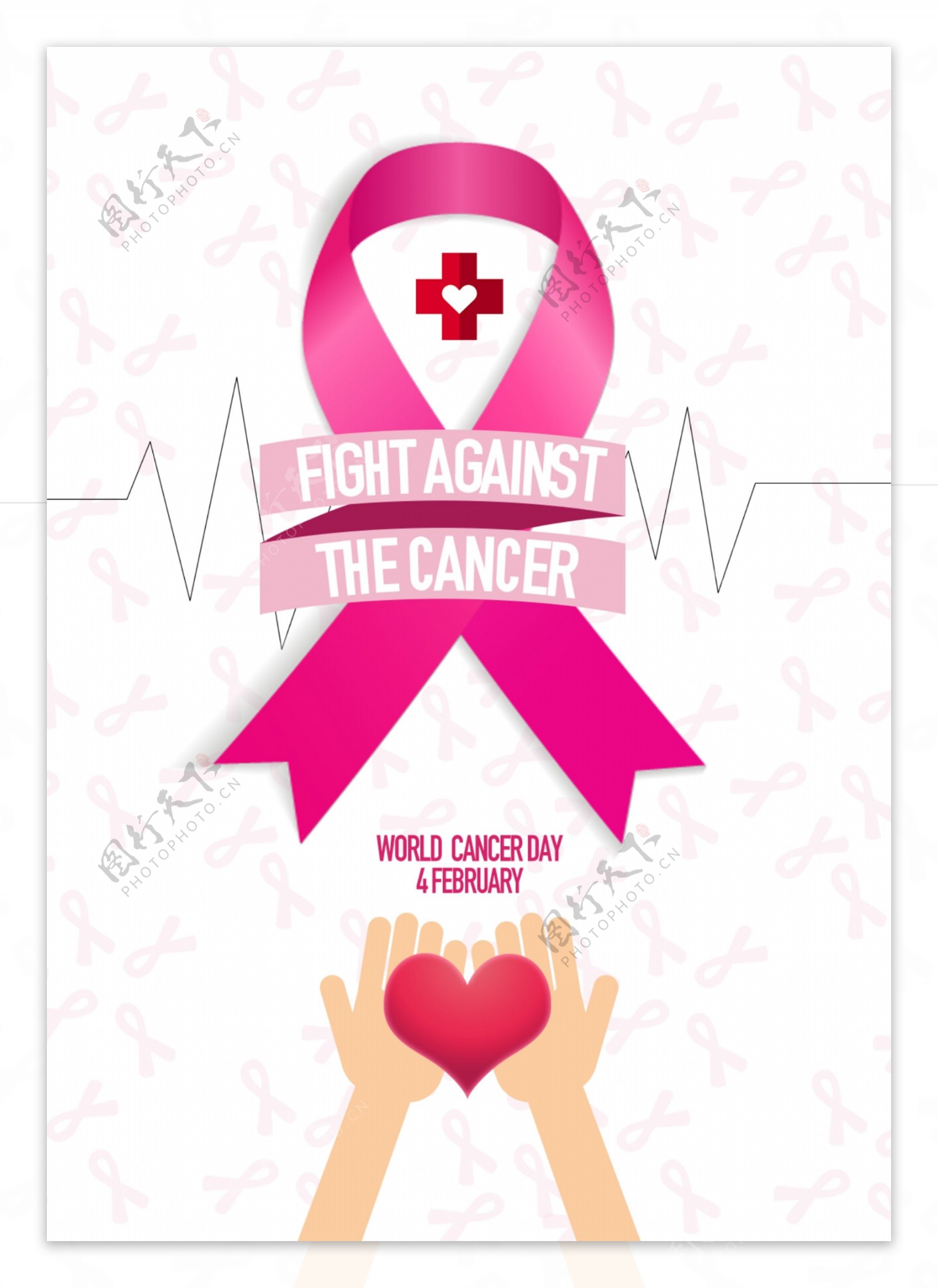世界癌症日的简单卡通手绘海报