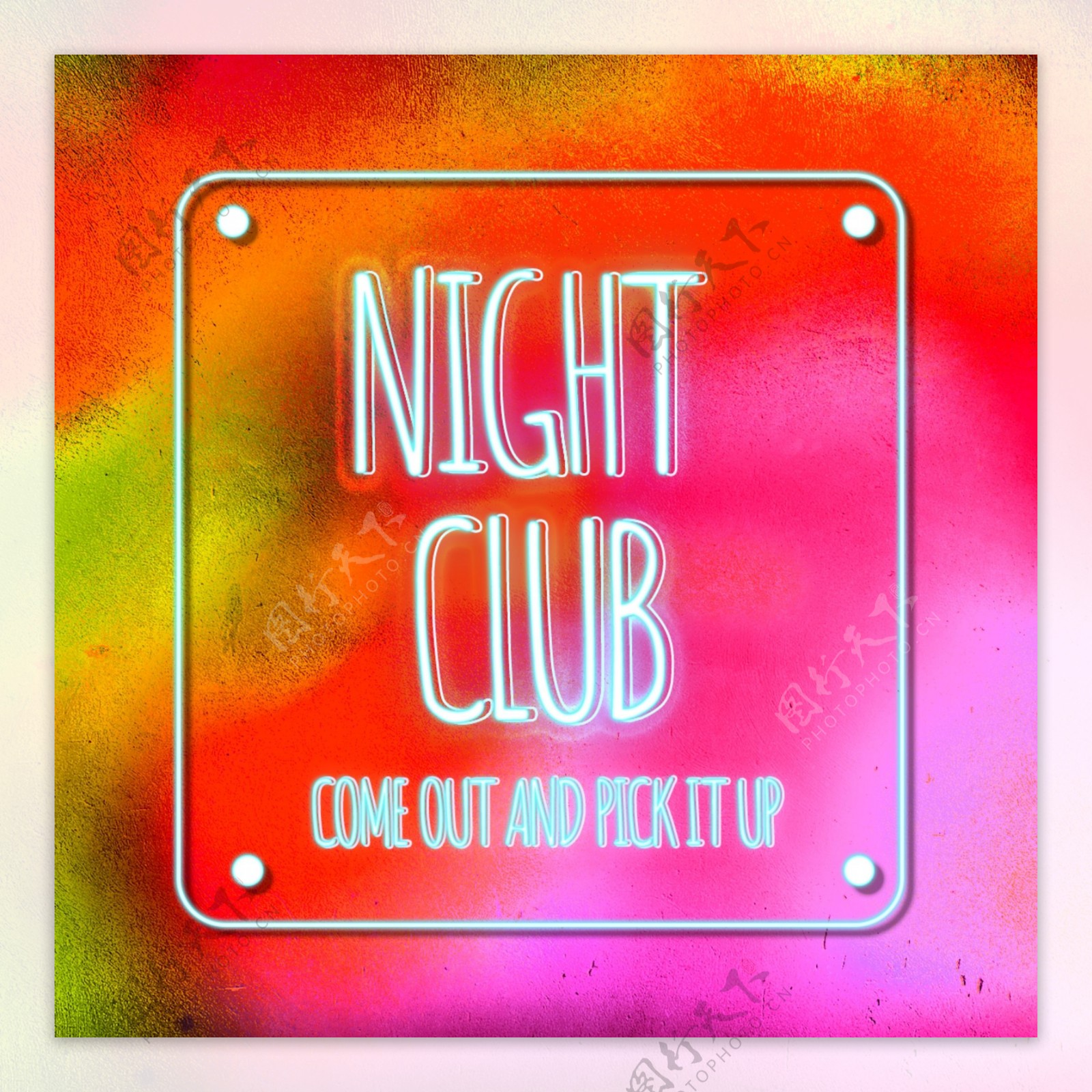 酷夜俱乐部字体与霓虹灯效果和背景