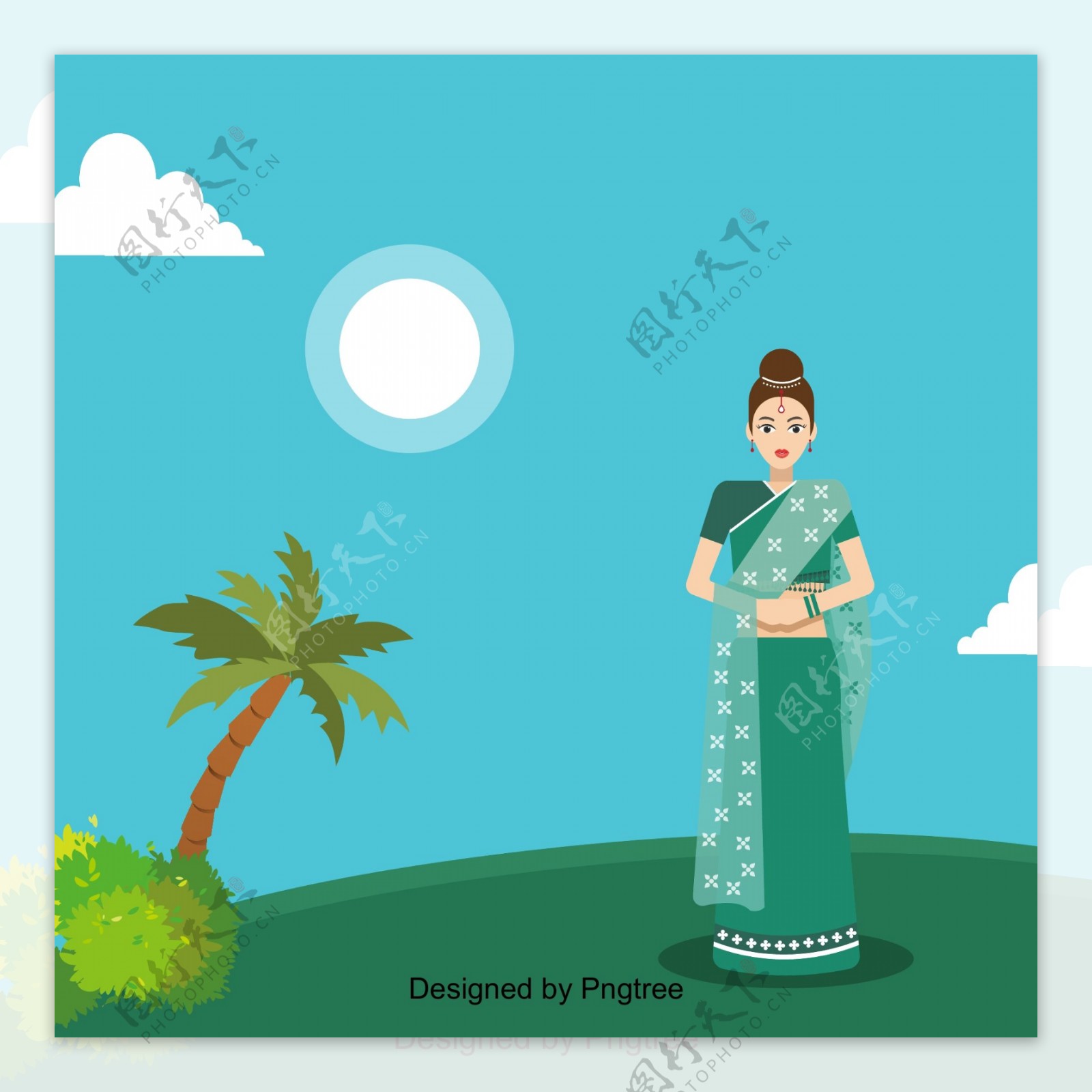 印度妇女服装绿色