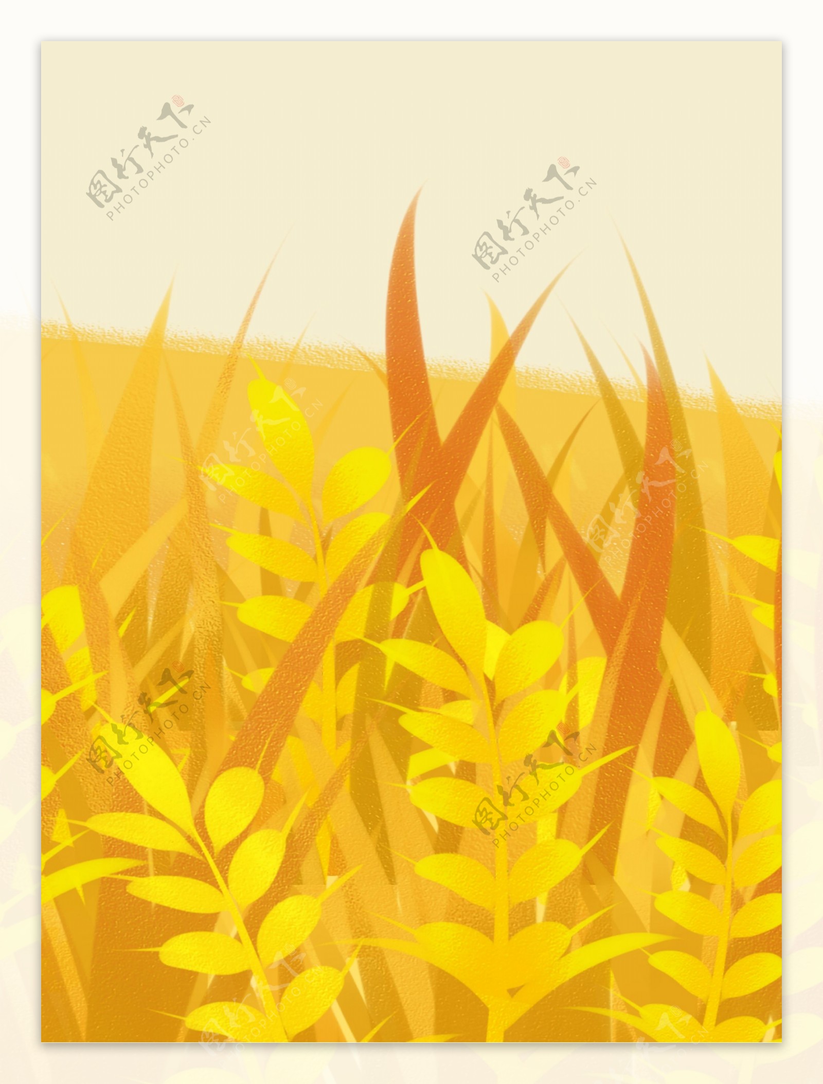 手绘黄色金秋植物背景设计