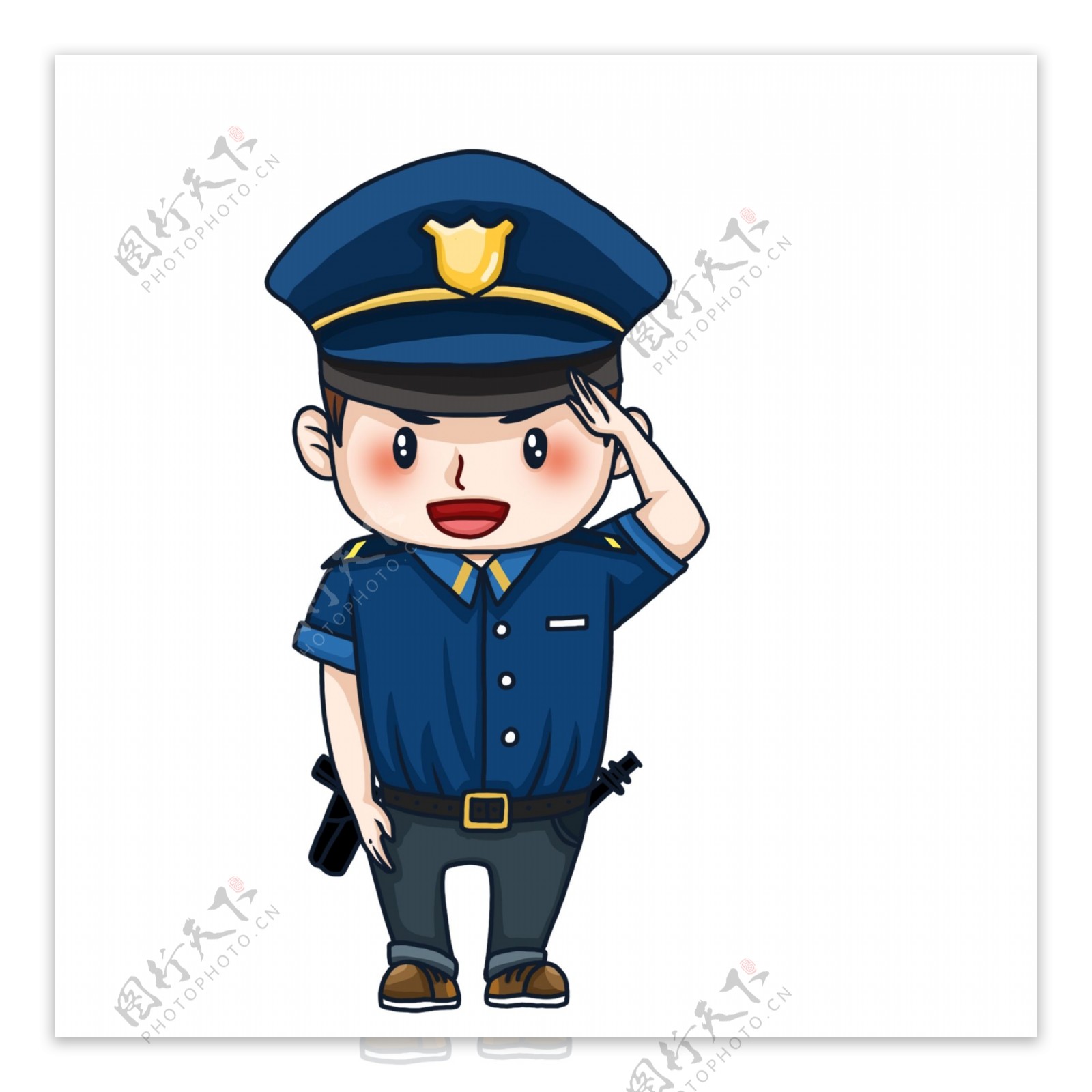 Q版可爱敬礼的警察卡通设计