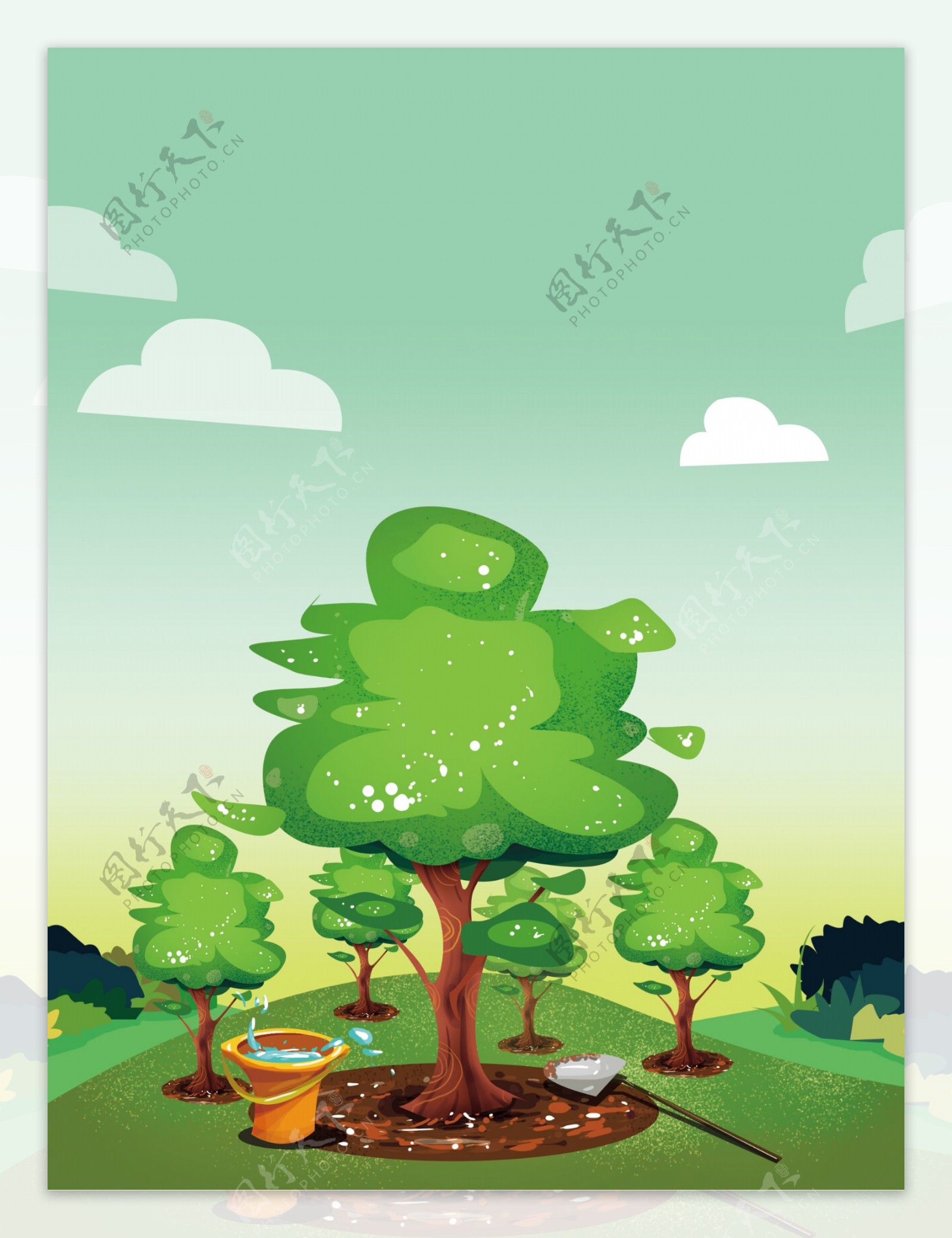 保护环境手绘保护环境种树背景设计