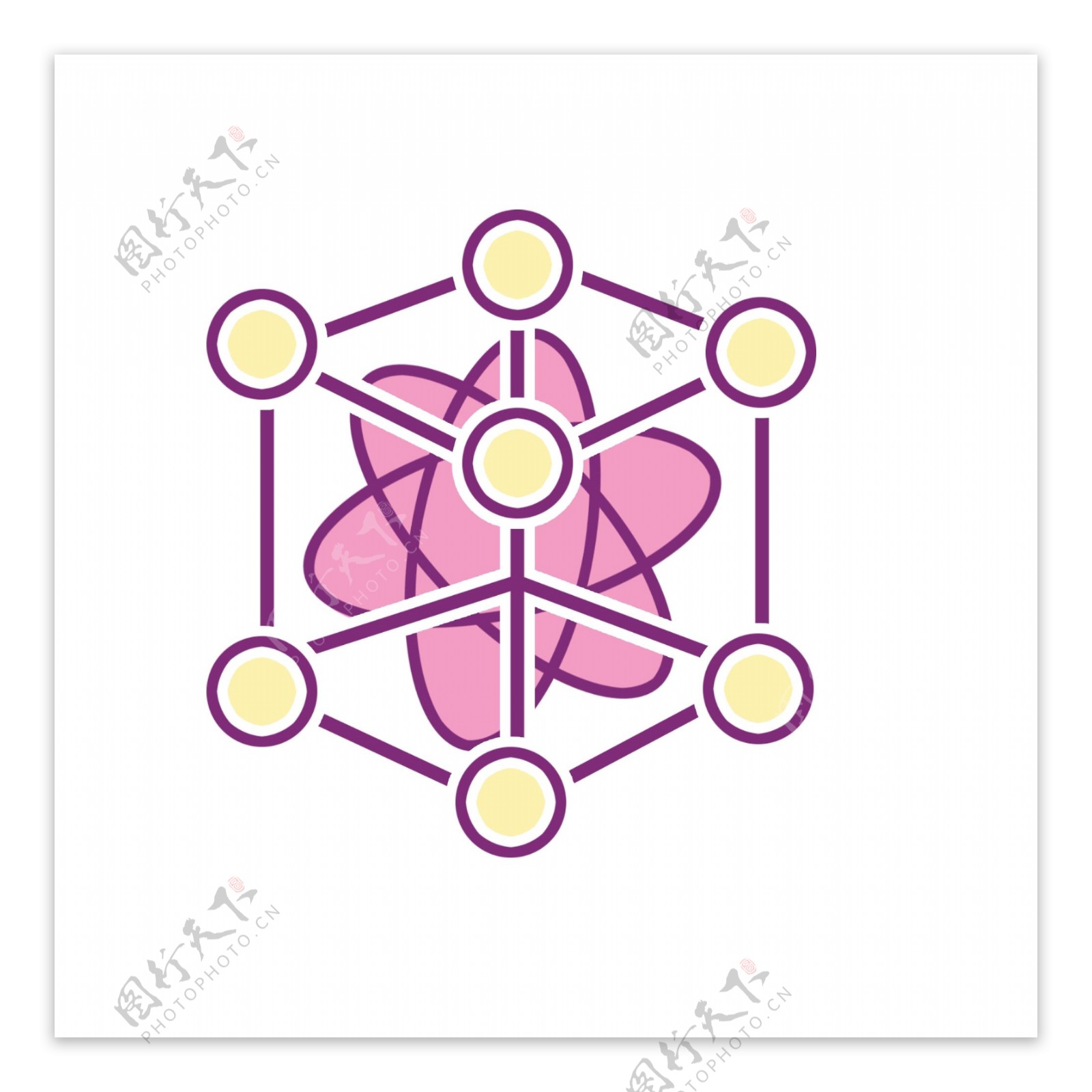 粉色的分子图标插画