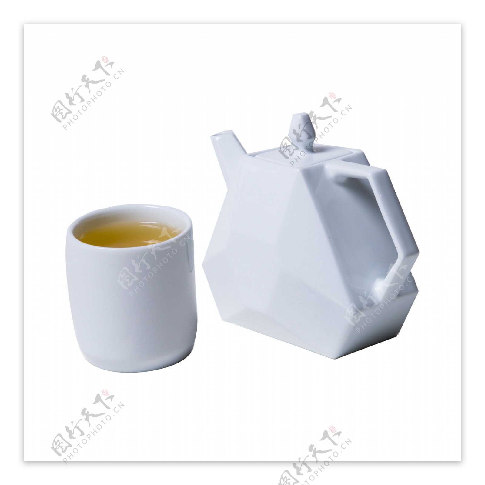 白色创意茶具组合元素