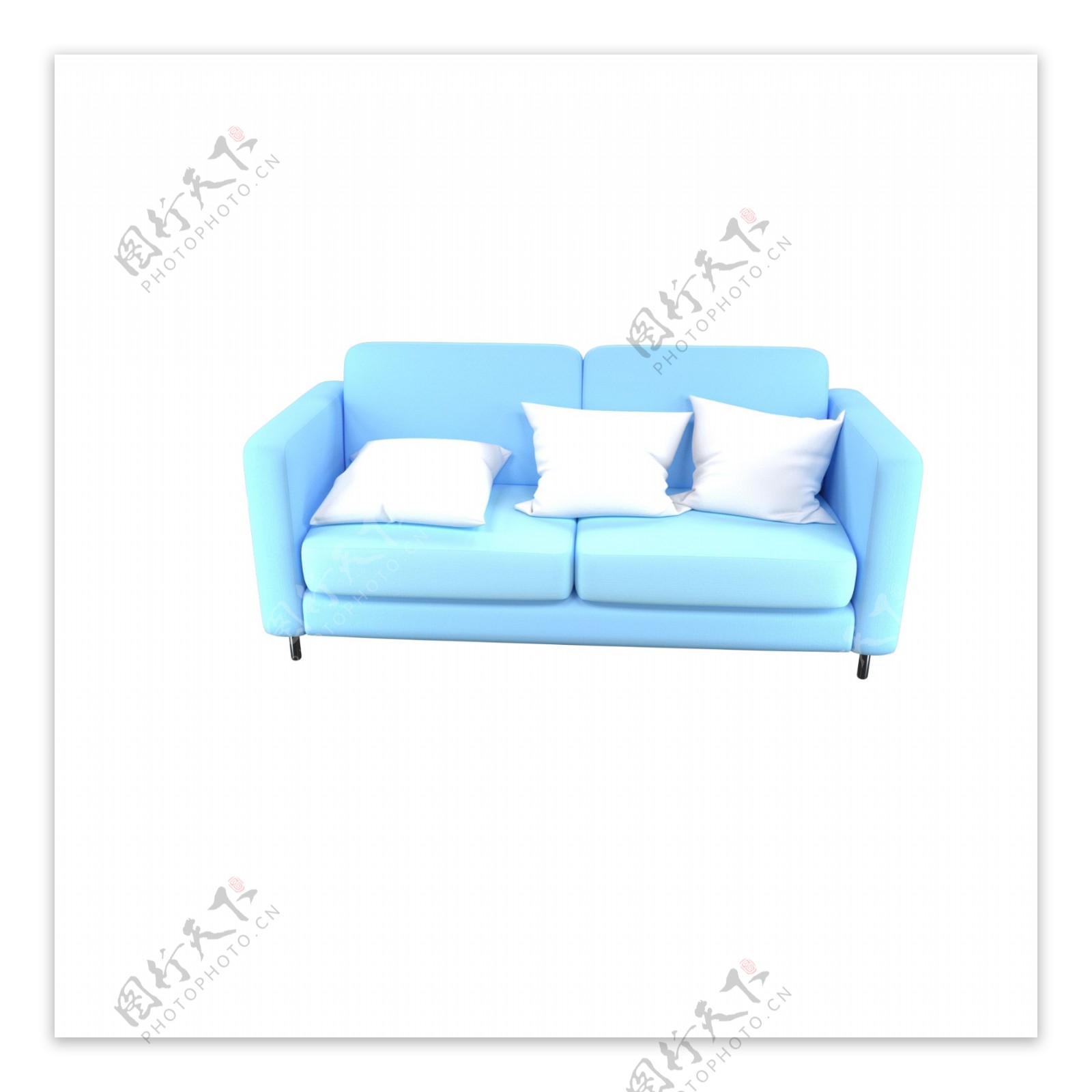 3D蓝色双人沙发