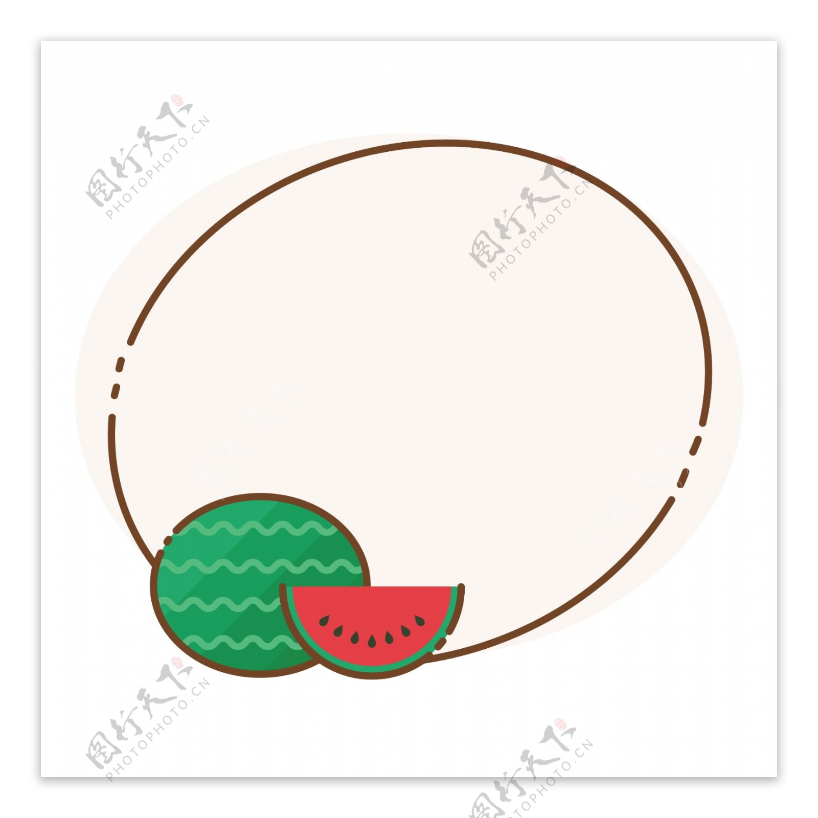 矢量卡通扁平化MBE风格西瓜边框