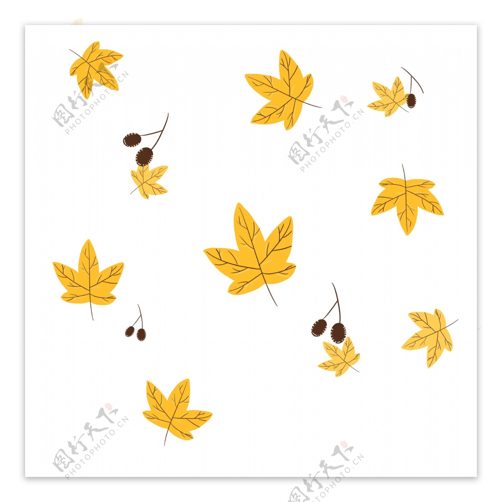 黄色的树叶装饰插画