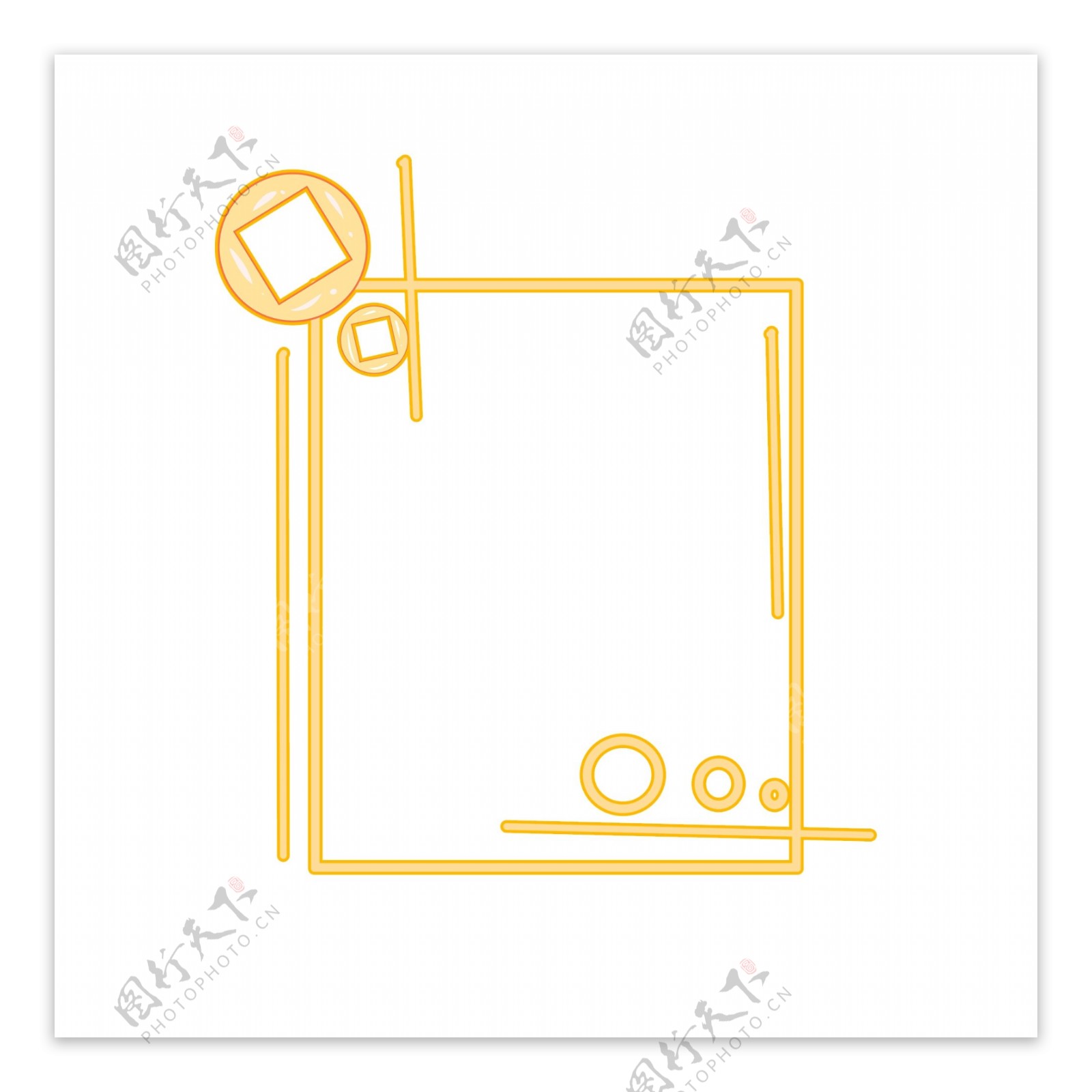 手绘新年黄色的边框