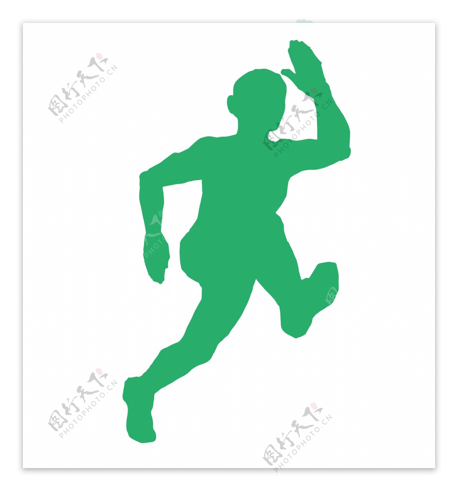 奔跑跨栏的运动员剪影绿色矢量
