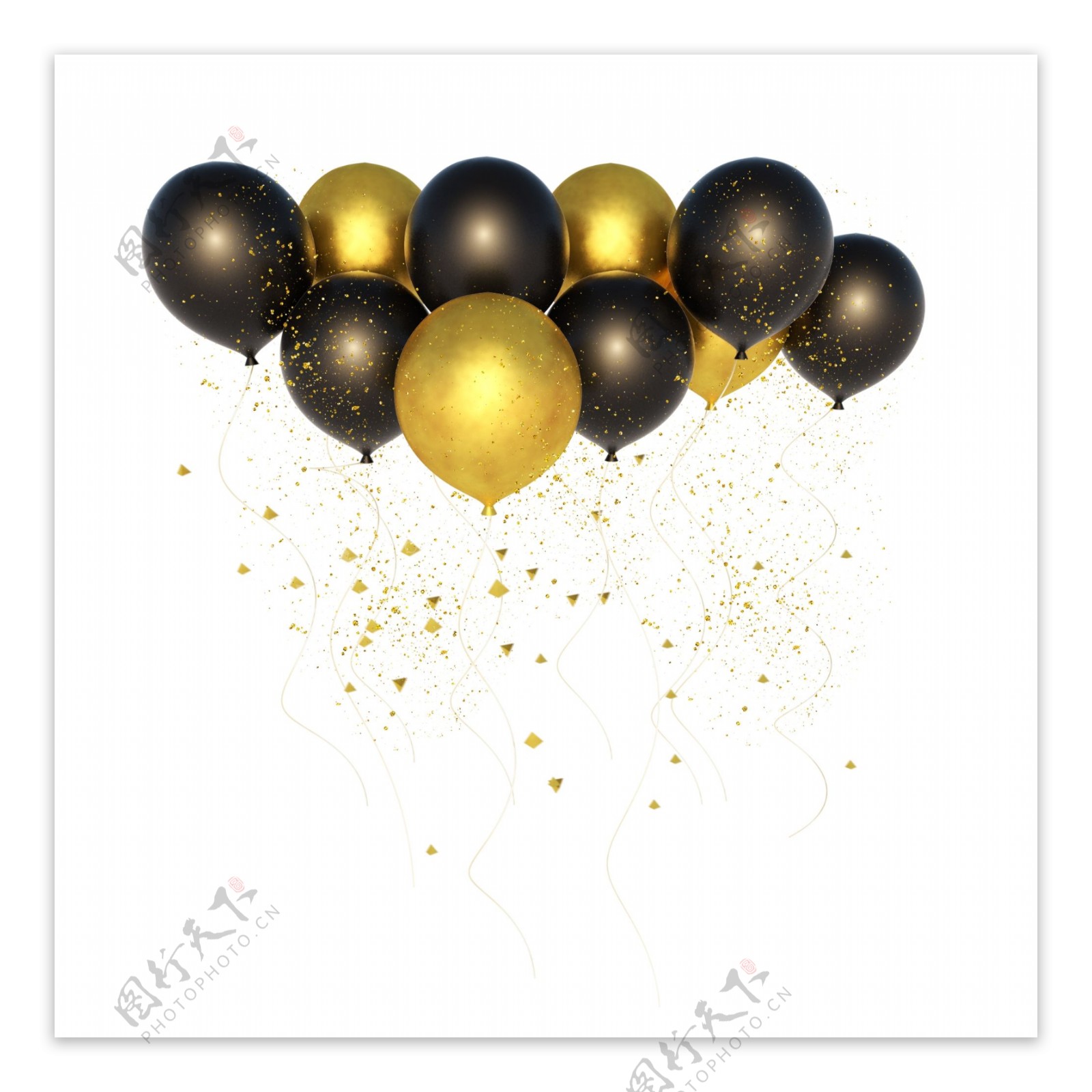 黑金风格漂浮气球C4D立体海报装饰