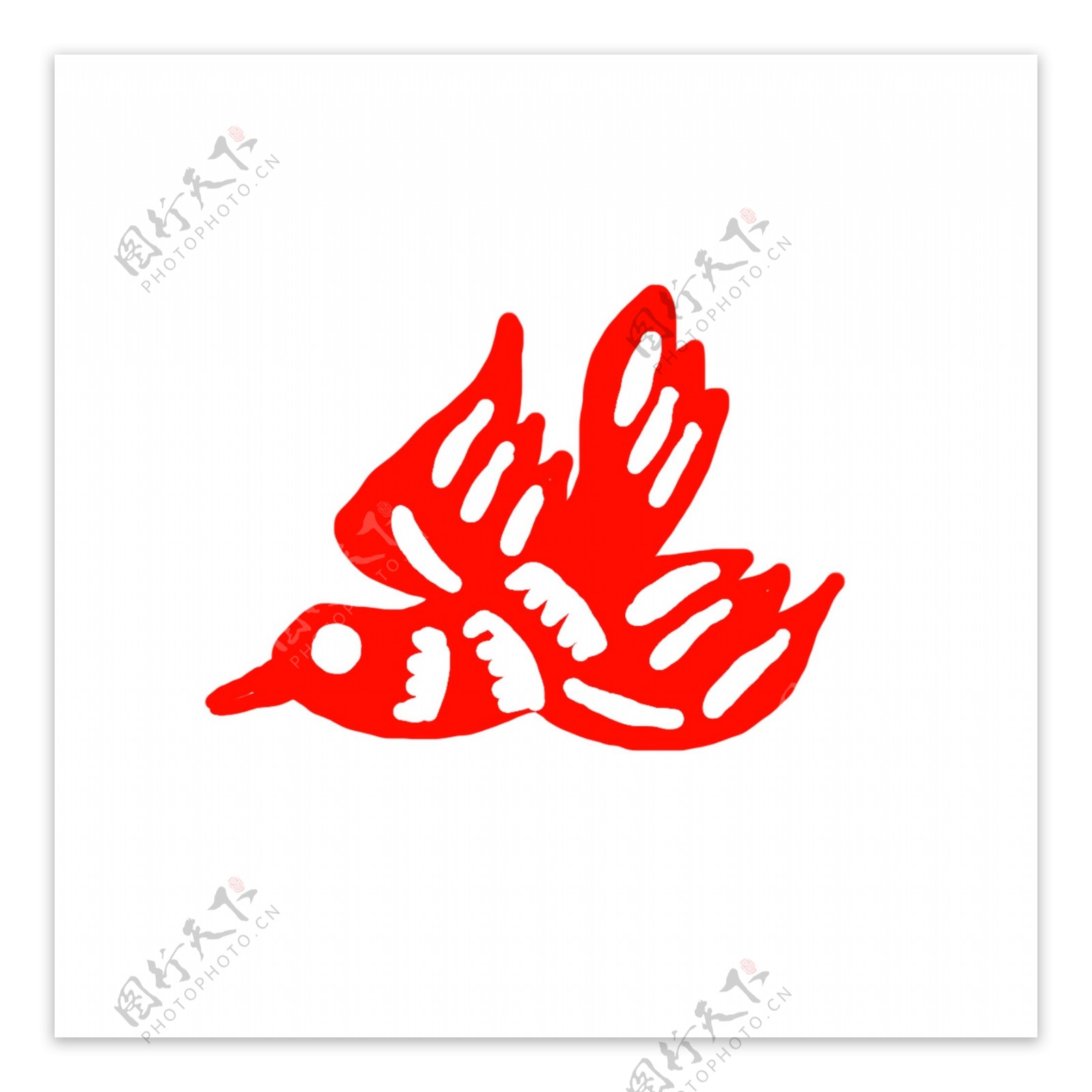红色手绘中国风燕子元素