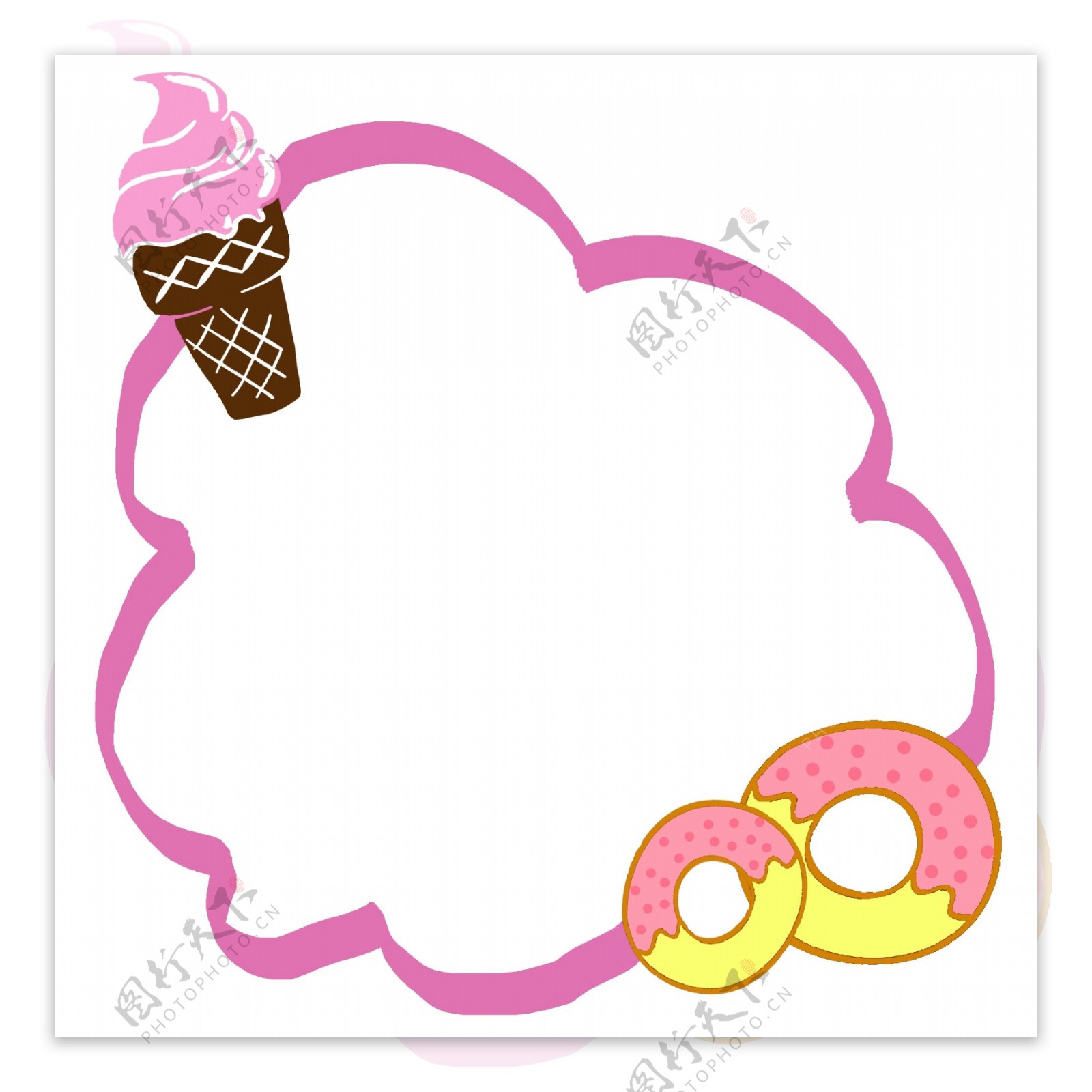 手绘粉色的甜品边框