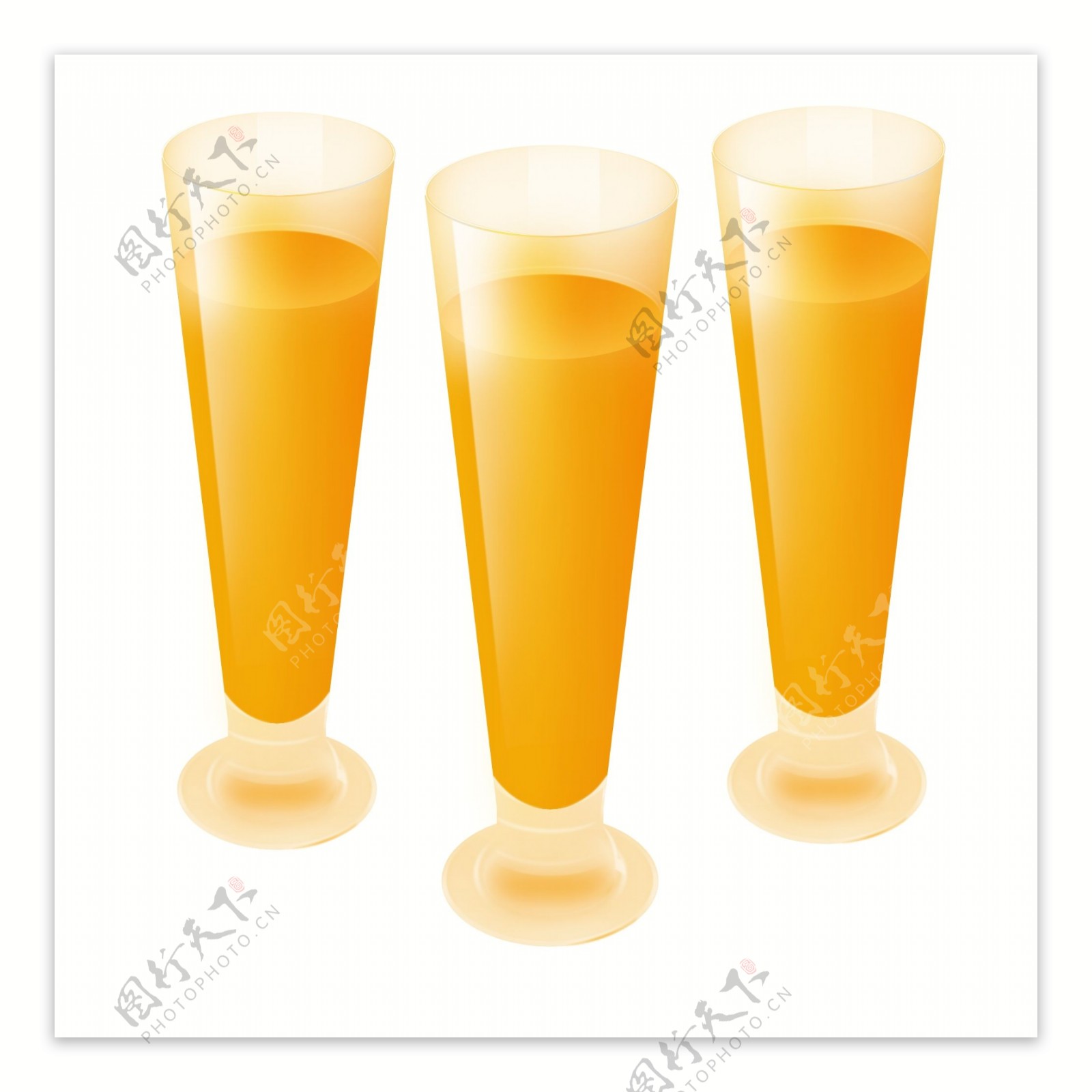 果汁橙汁长脚被玻璃杯金黄色两杯