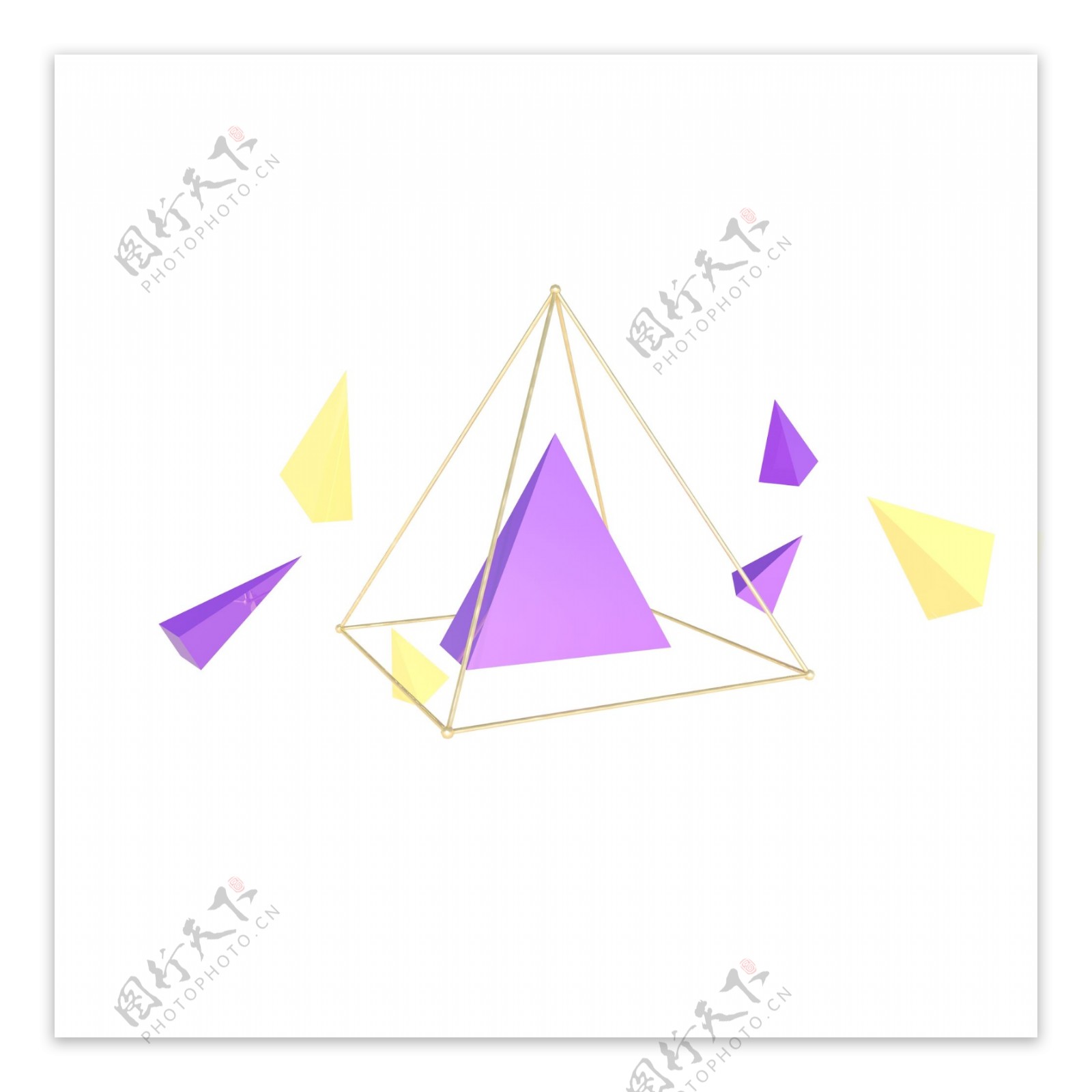 C4D立体电商漂浮海报装饰三角形