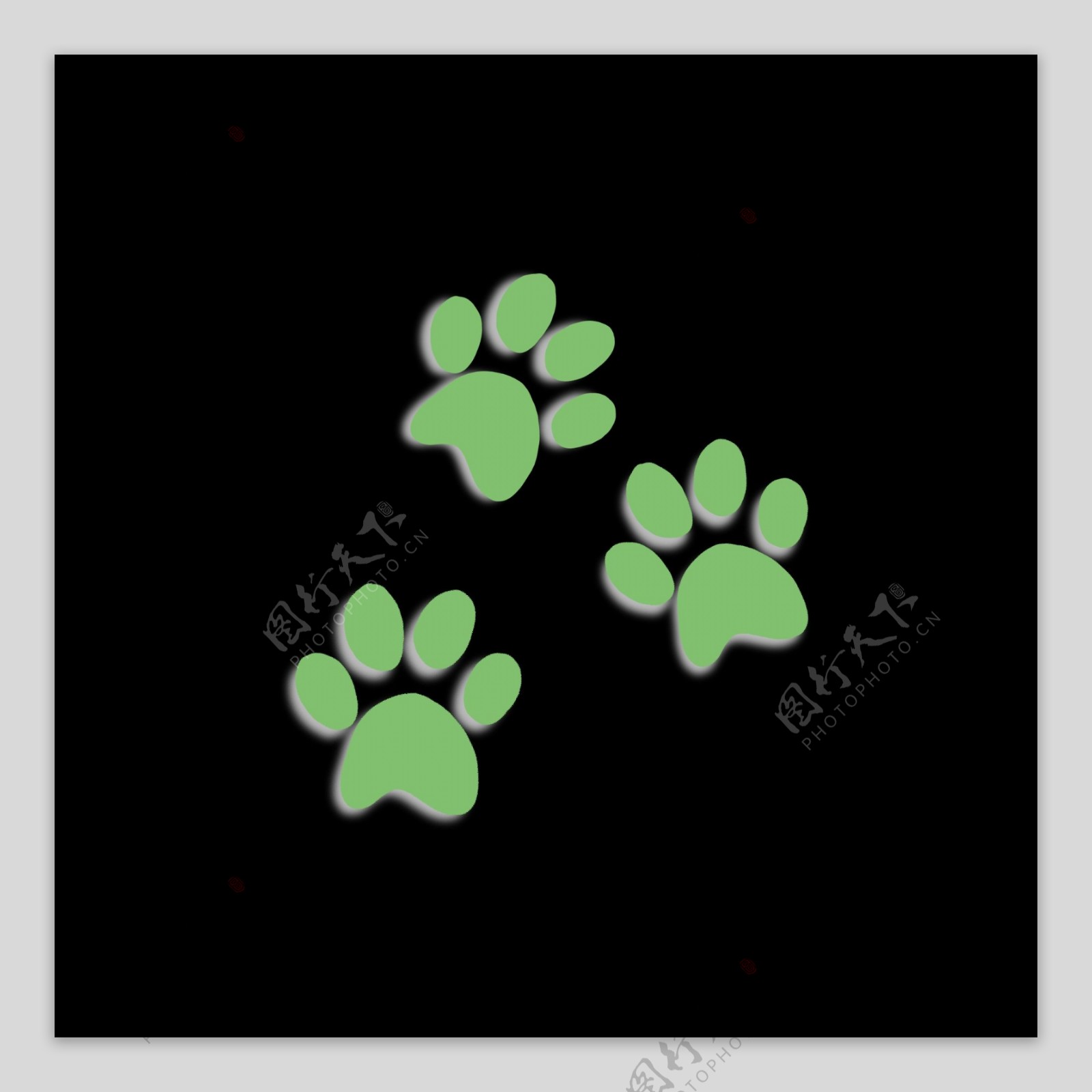 绿色阴影样式猫咪脚印