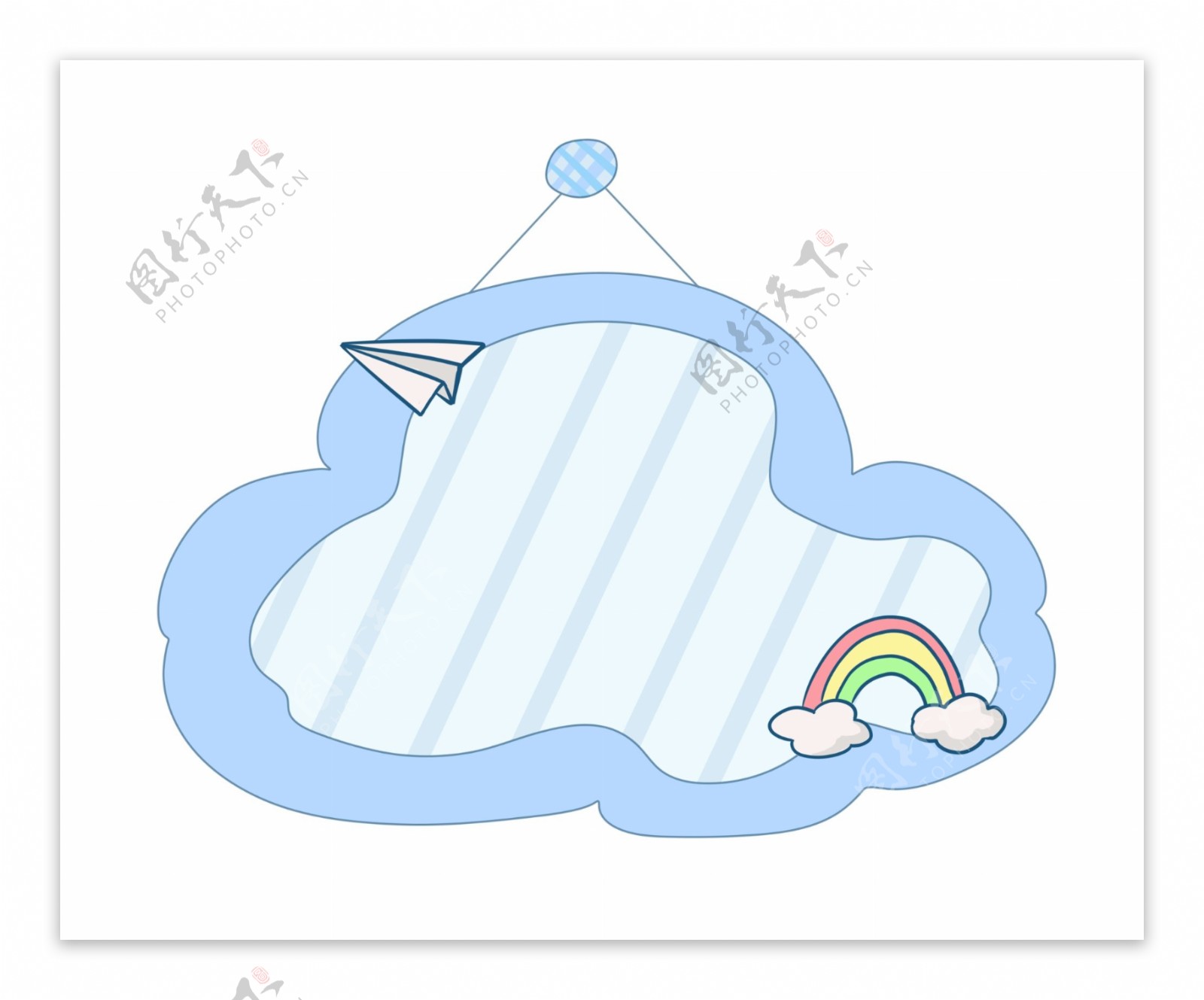 蓝色云朵可爱边框插画