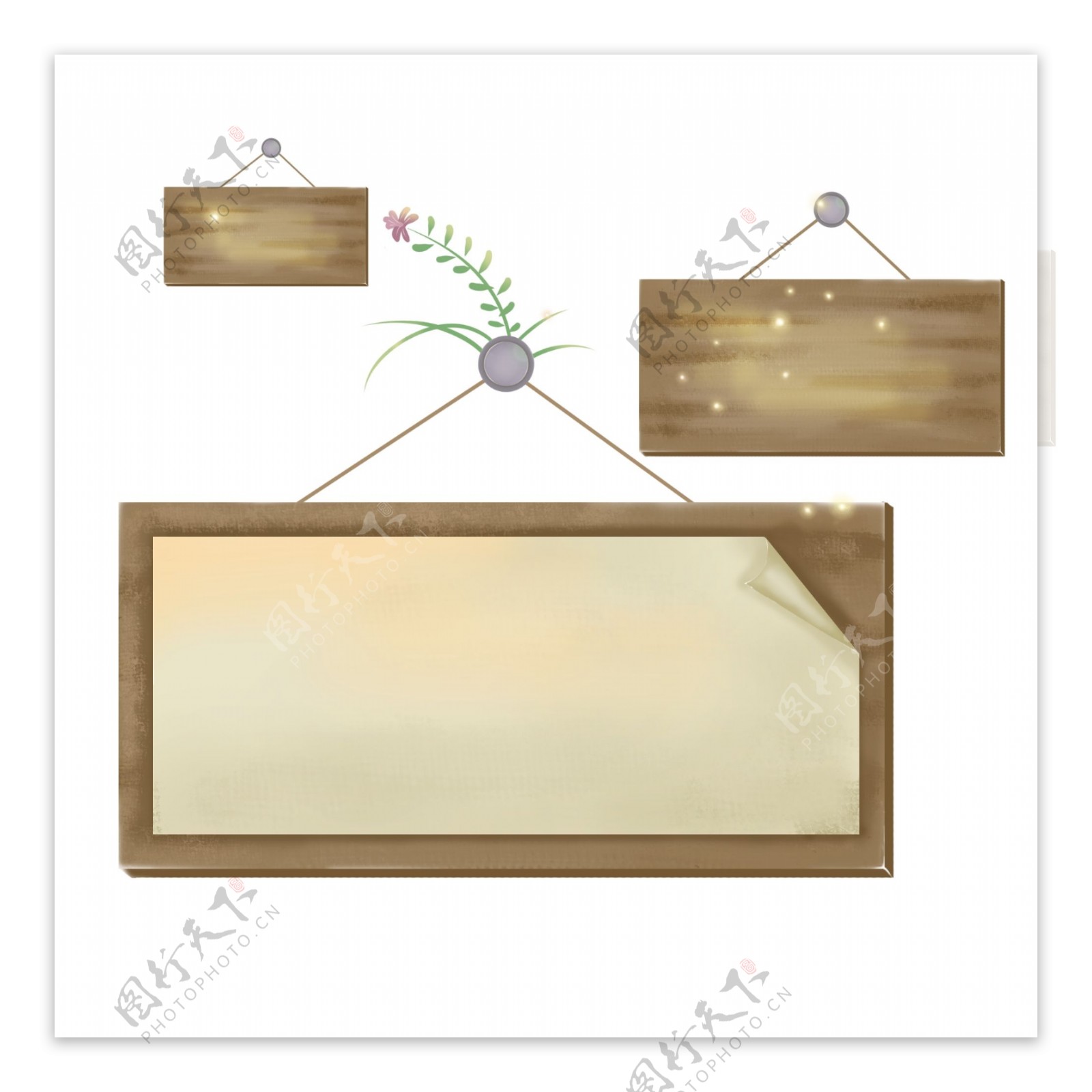 悬挂的空白木板文字框