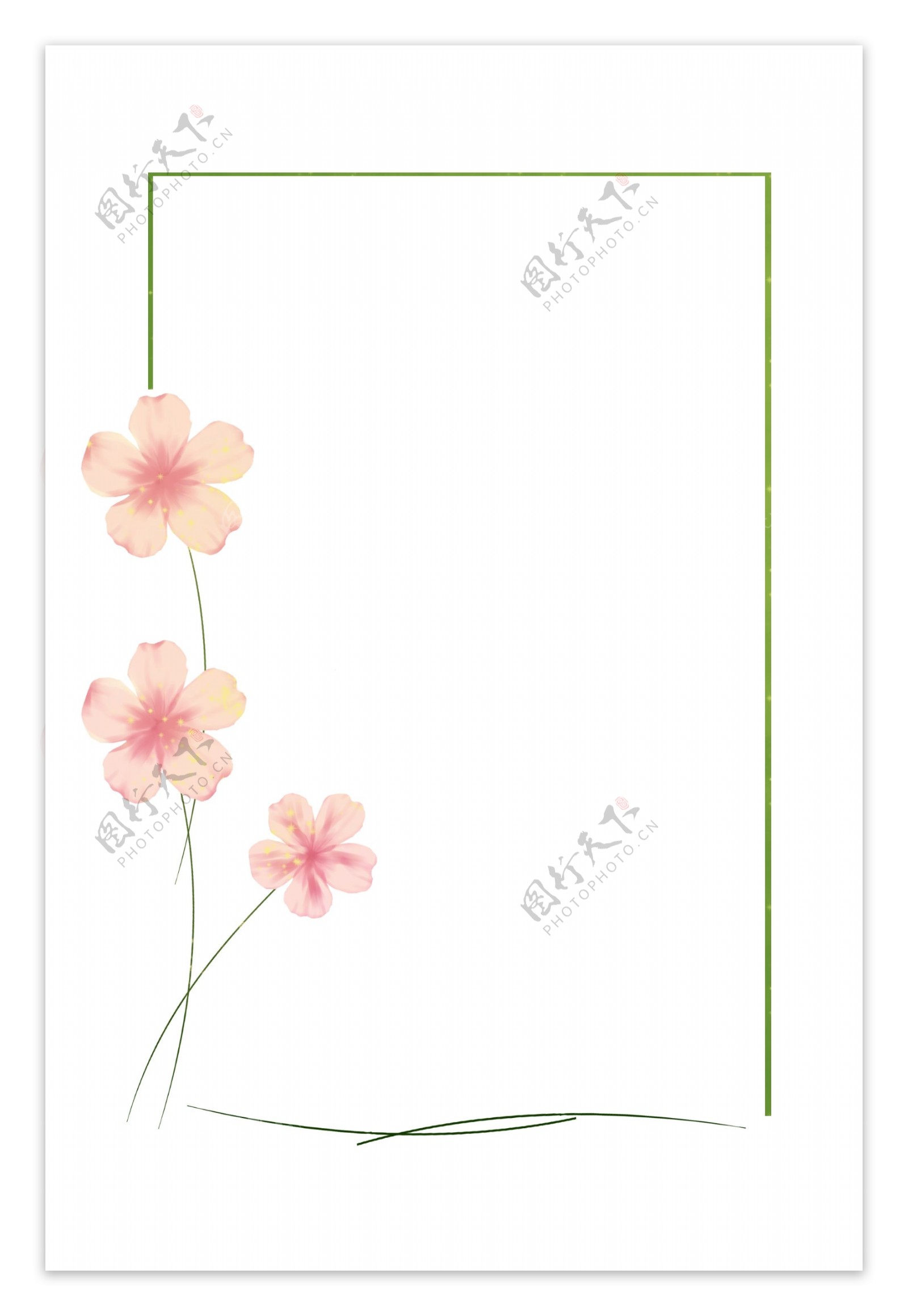 粉色花朵春天手绘边框