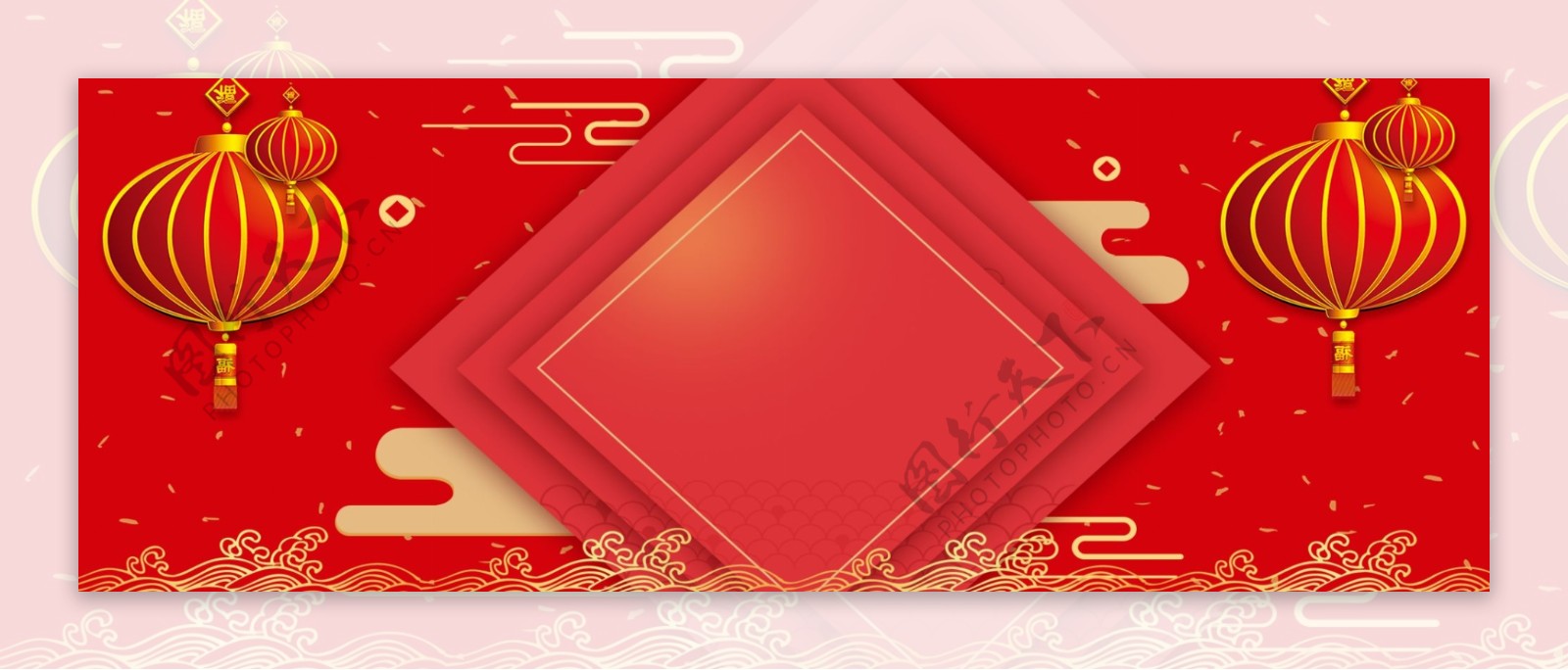 新年春节年货节红色电商海报背景