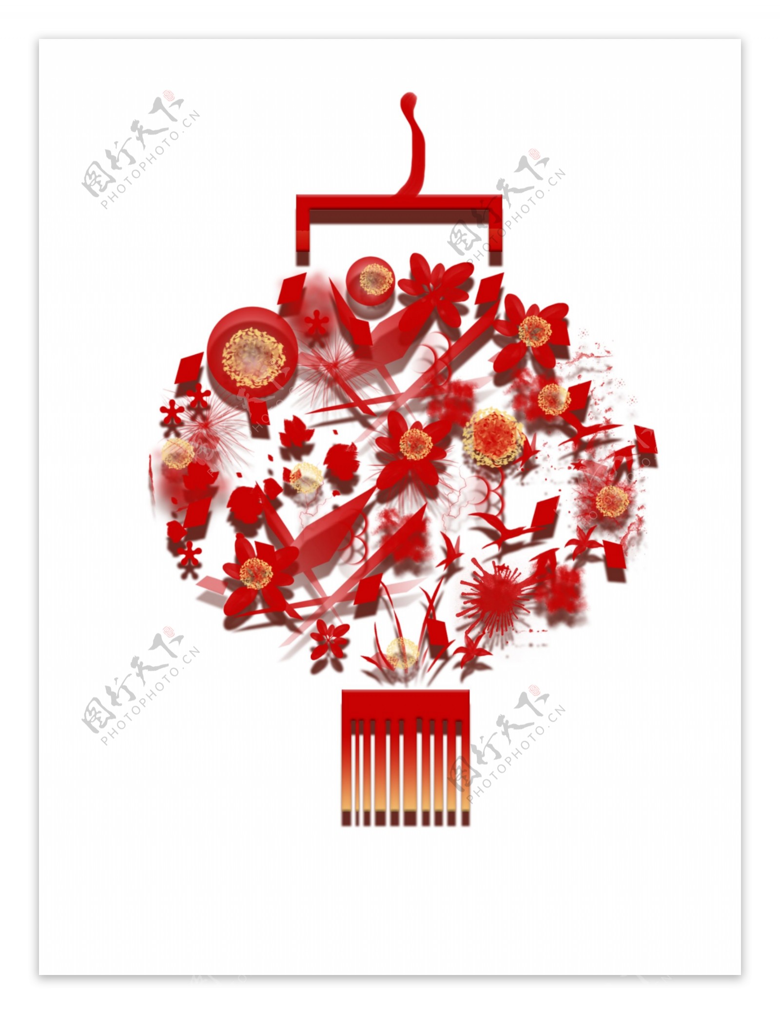 新年手绘边框红色灯笼手绘边框