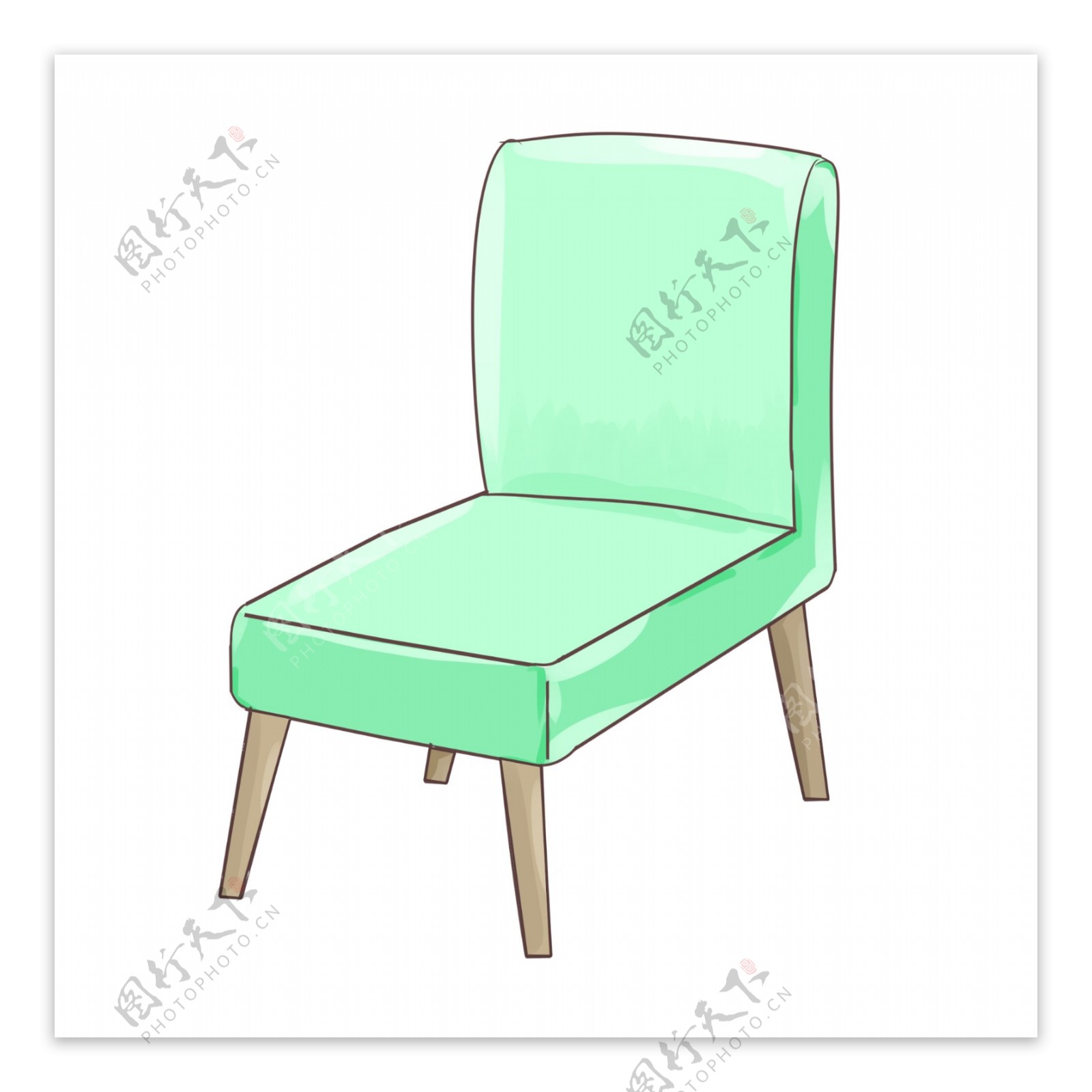 绿色布艺餐椅插画