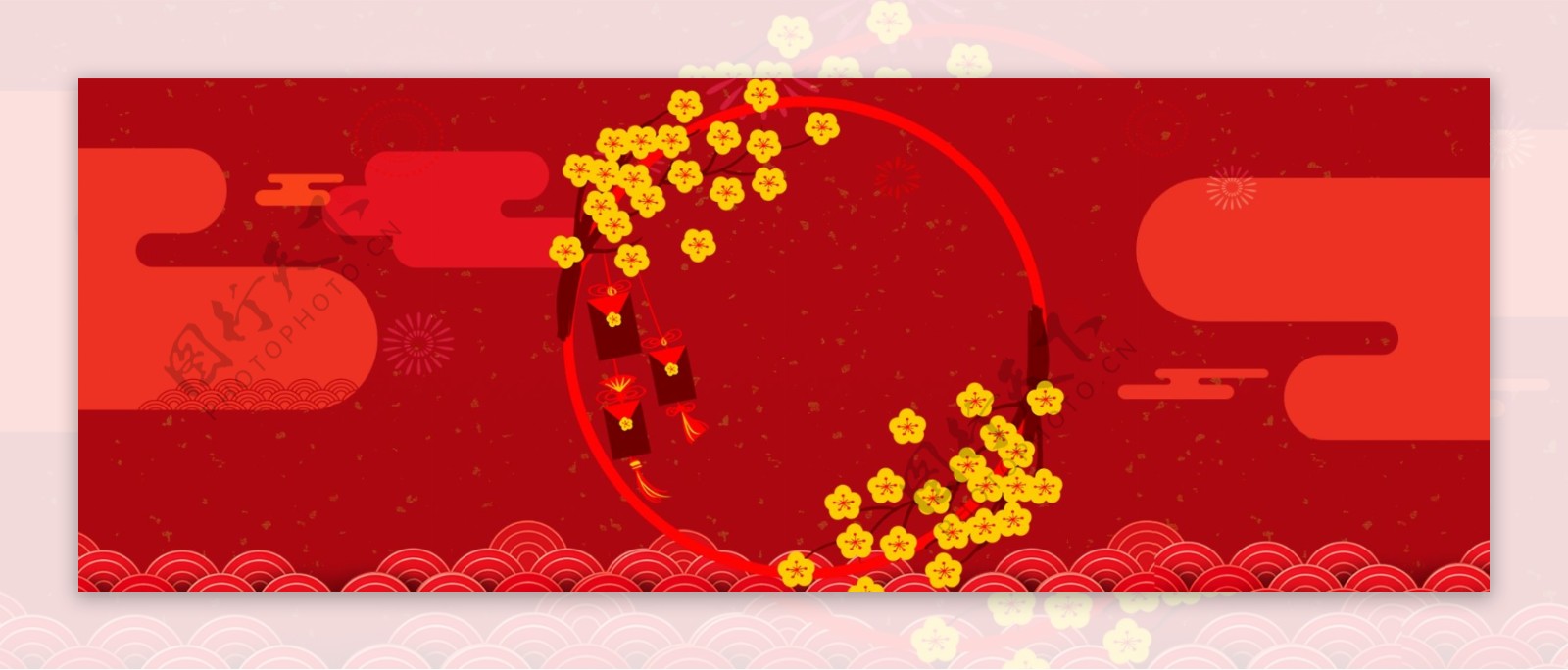 新年春节中国风红色海报背景