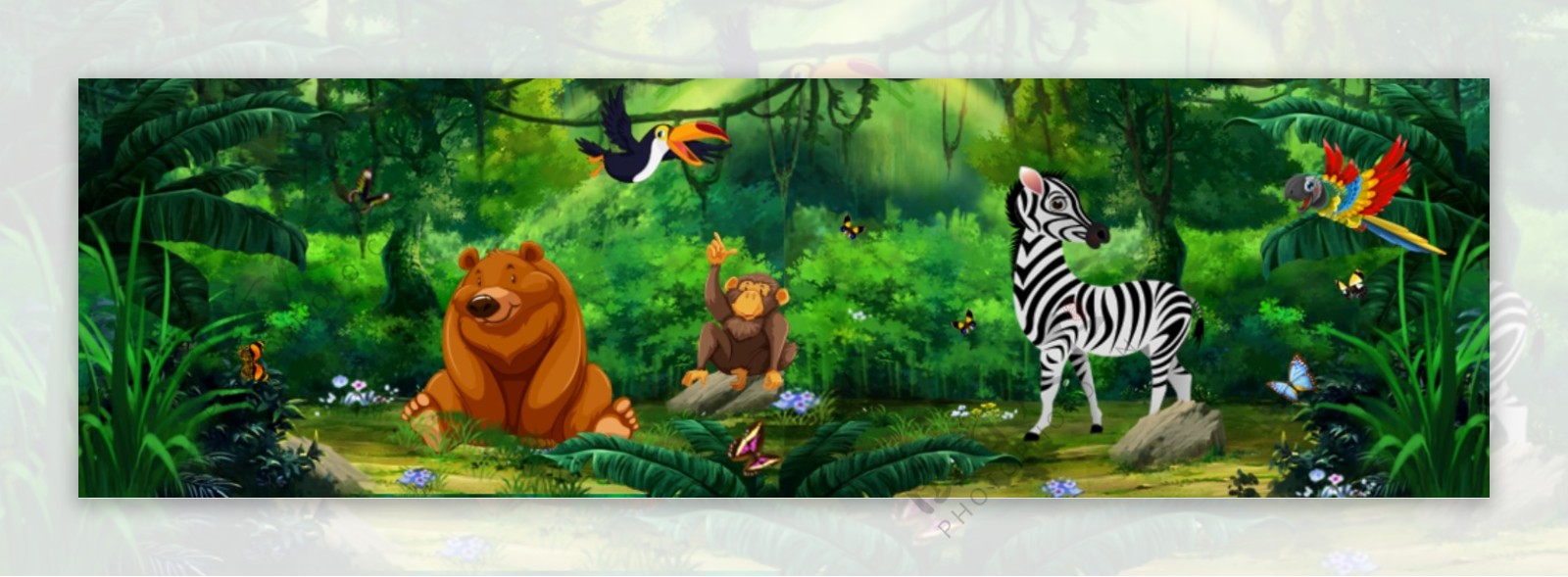 卡通动物派对森林背景
