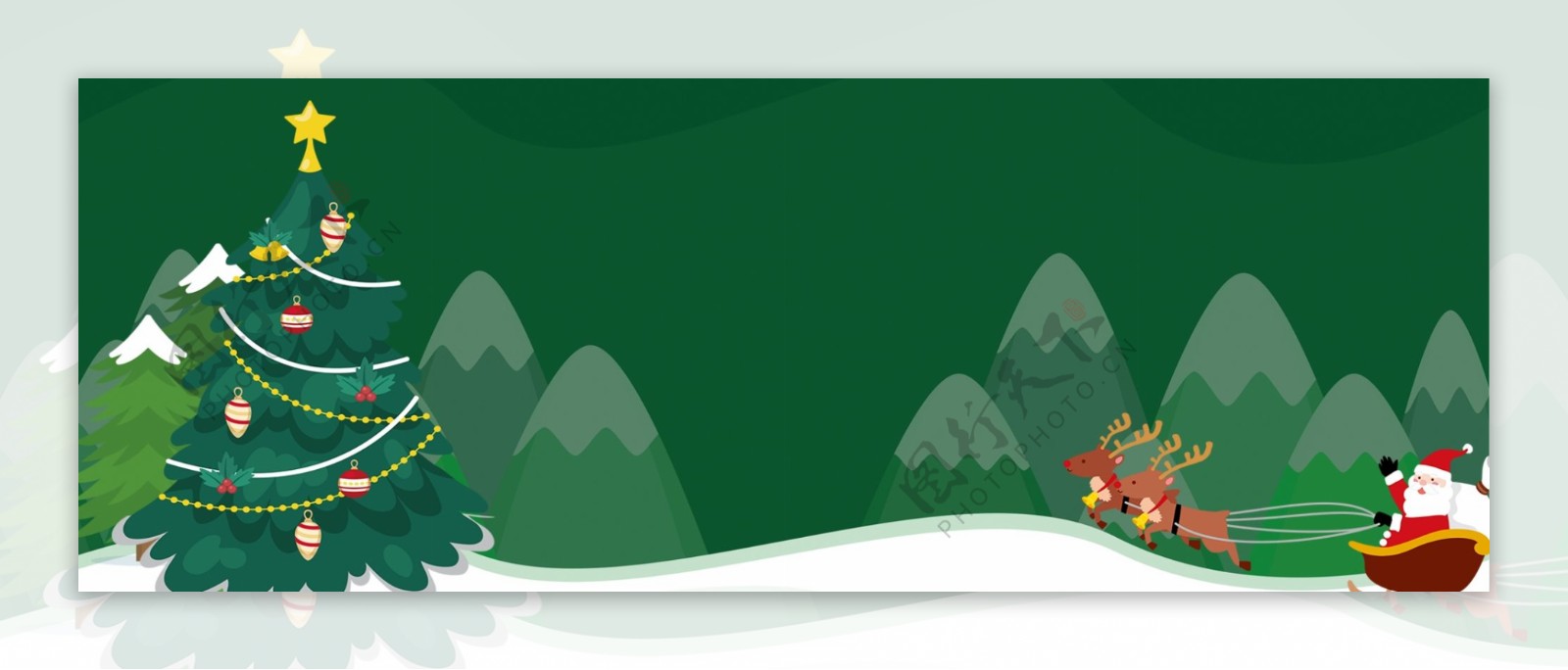 圣诞节卡通绿色电商海报背景