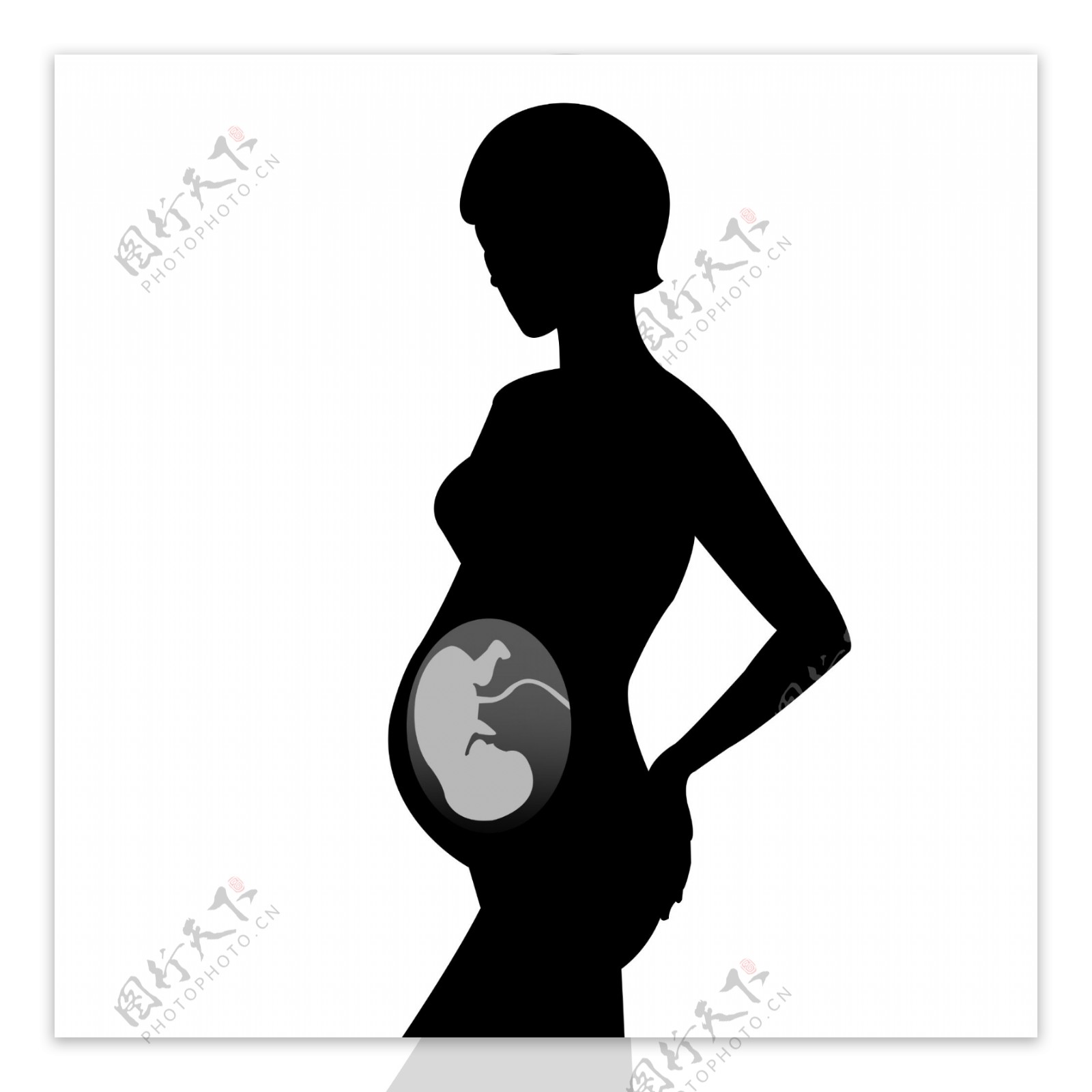 孕妇与婴儿剪影矢量图