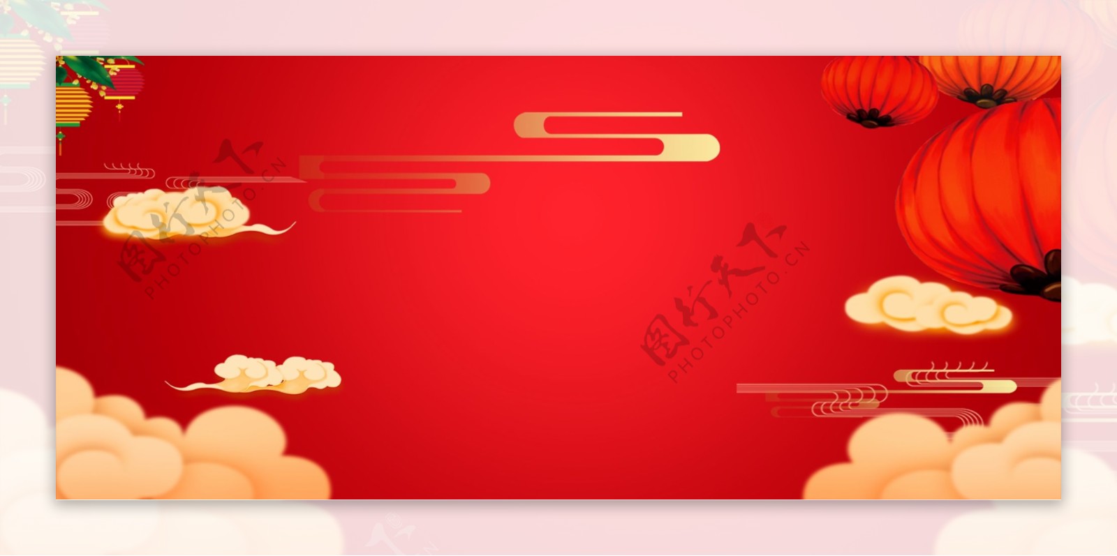 红色新年喜庆春节Banner海报背景
