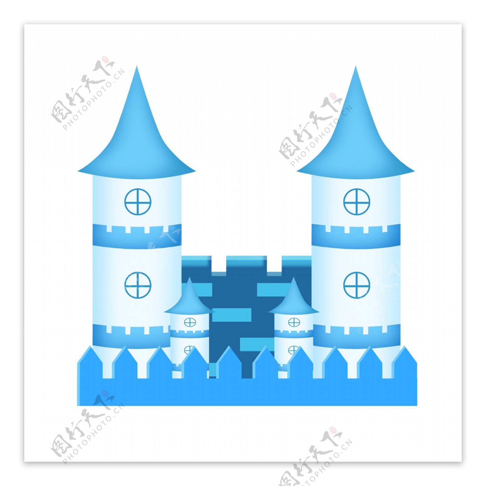 蓝色城堡建筑插画