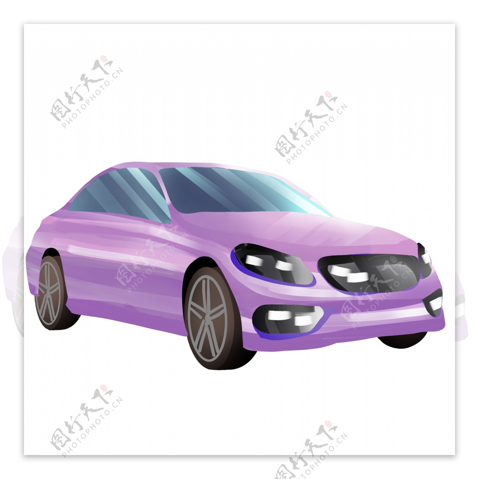 一辆紫色小轿车插图