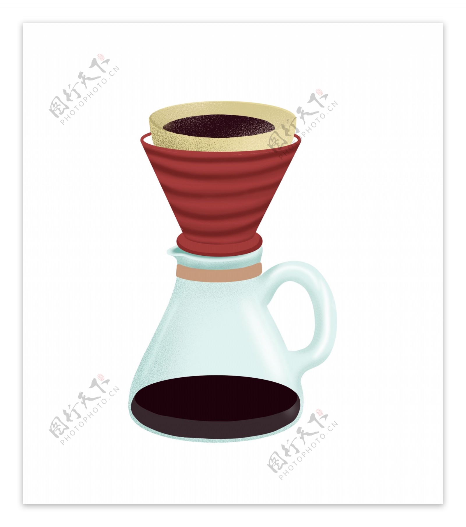 淡蓝色咖啡滴漏壶家用咖啡壶装饰图案