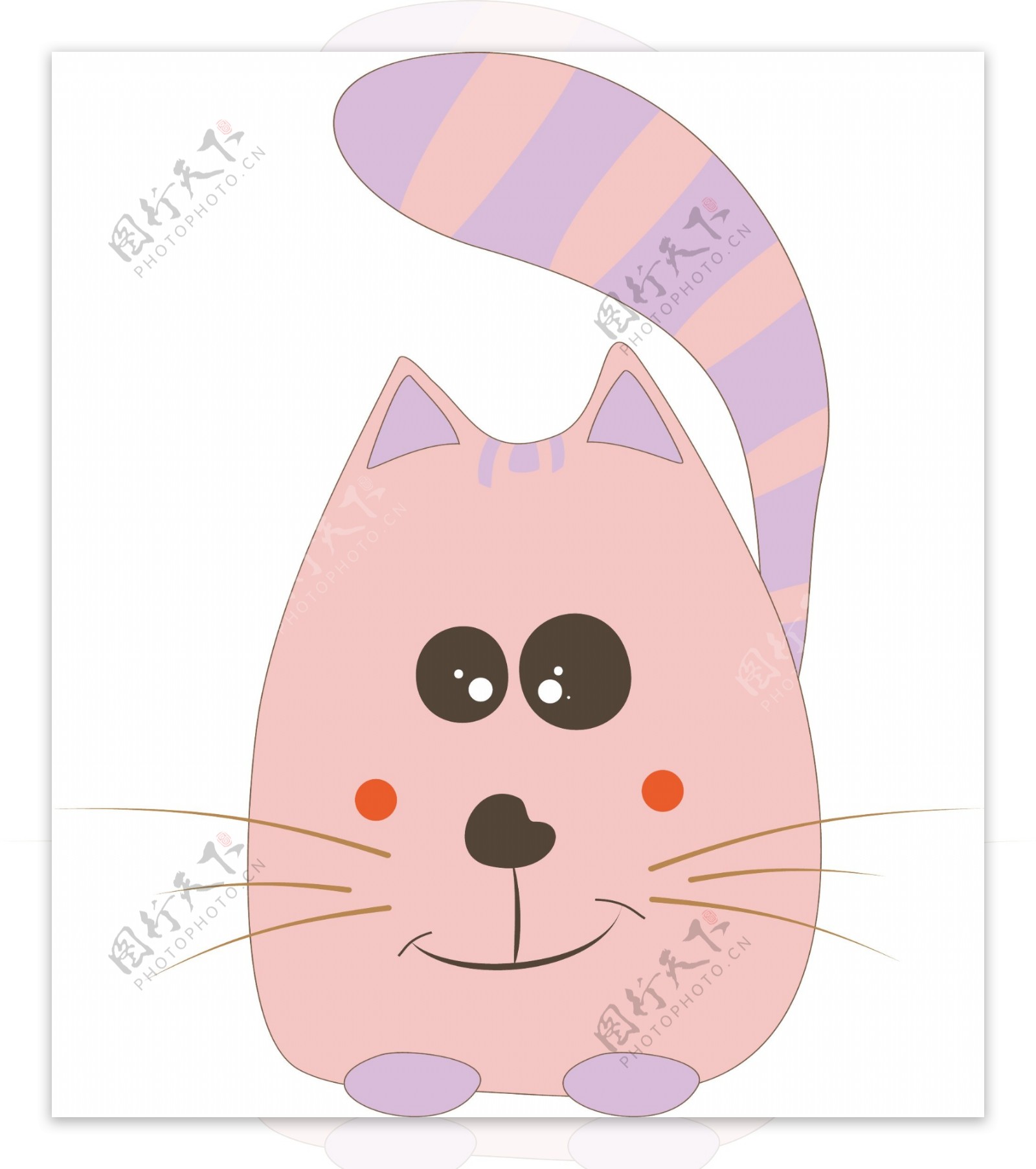 胖胖的粉色猫咪可爱手绘卡通免抠素材