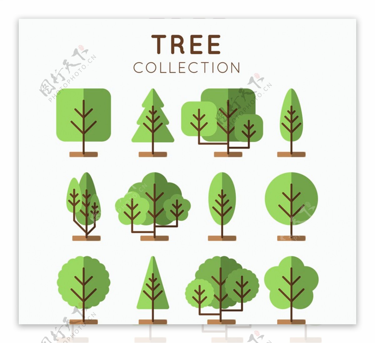 12款扁平化绿色树木