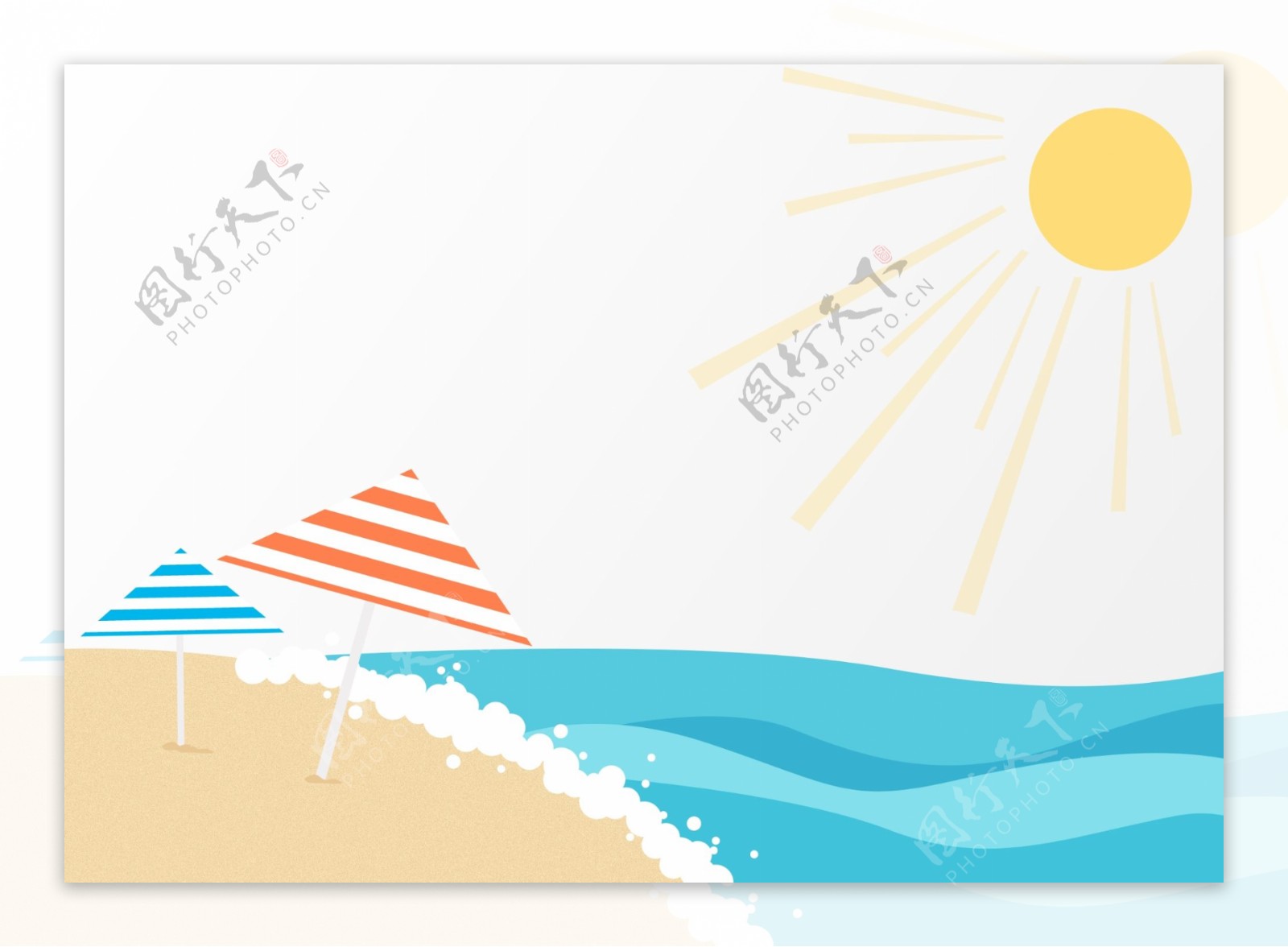沙滩太阳海洋遮阳伞元素
