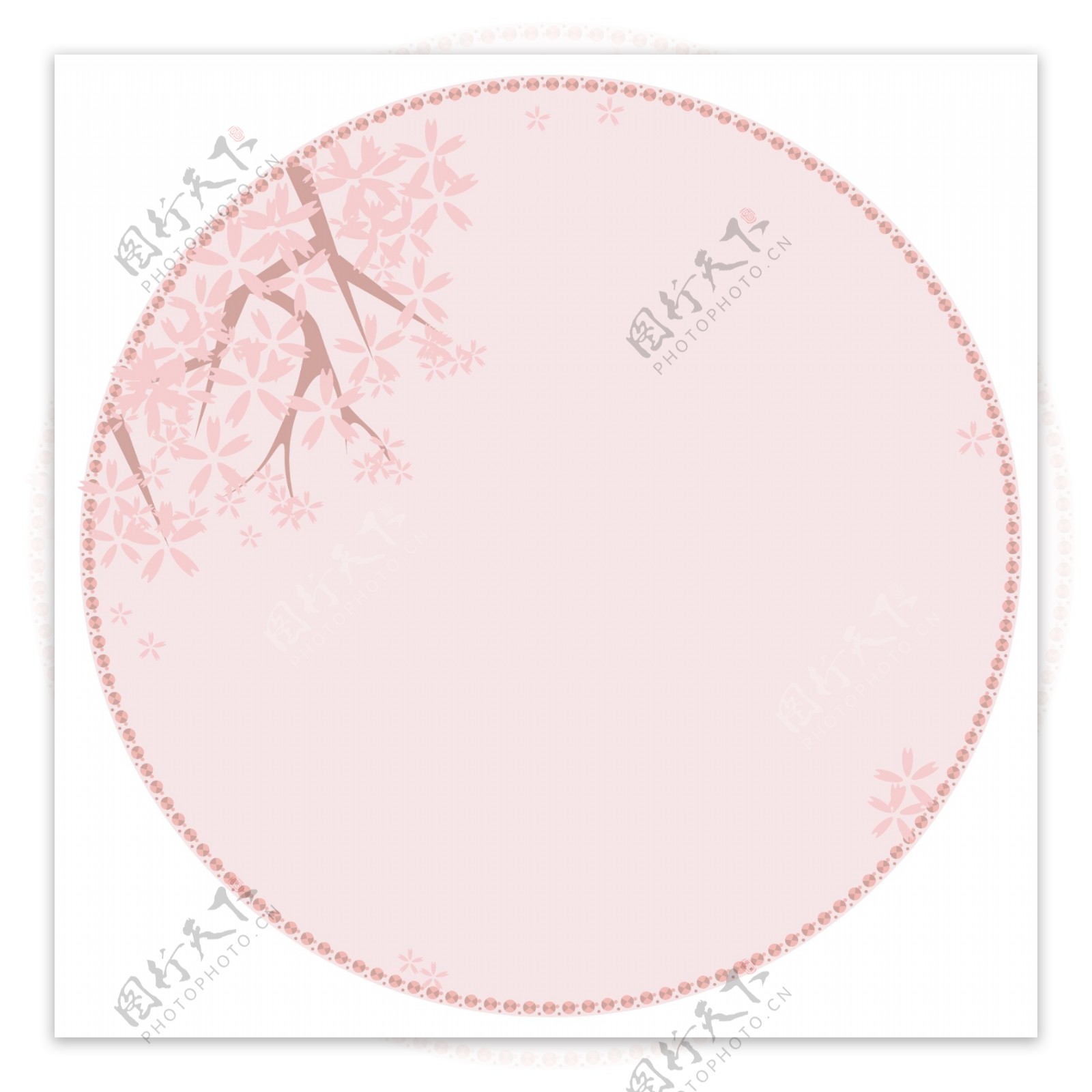 粉色春季可爱樱花矢量免抠圆形边框