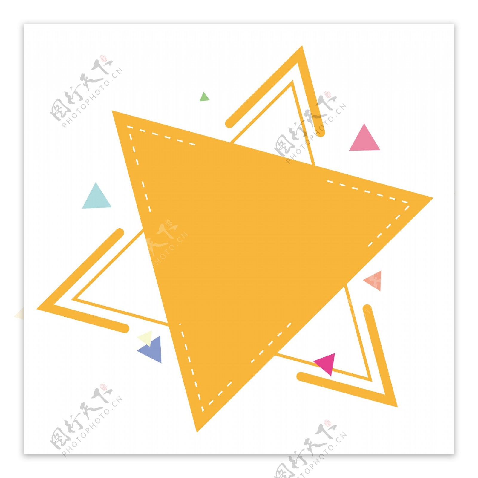 橘黄色三角形造型边框矢量免抠
