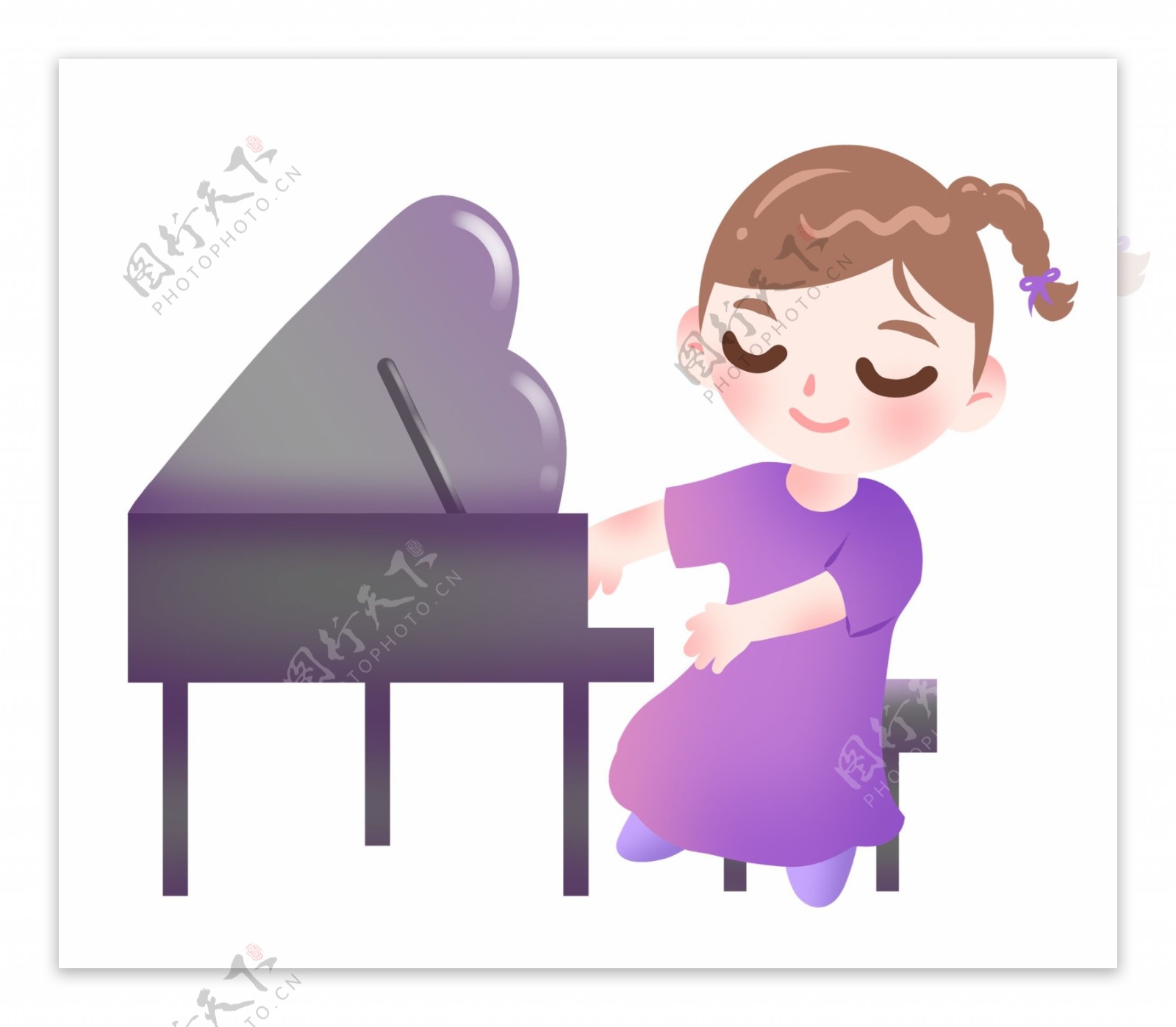 弹钢琴的音乐插画