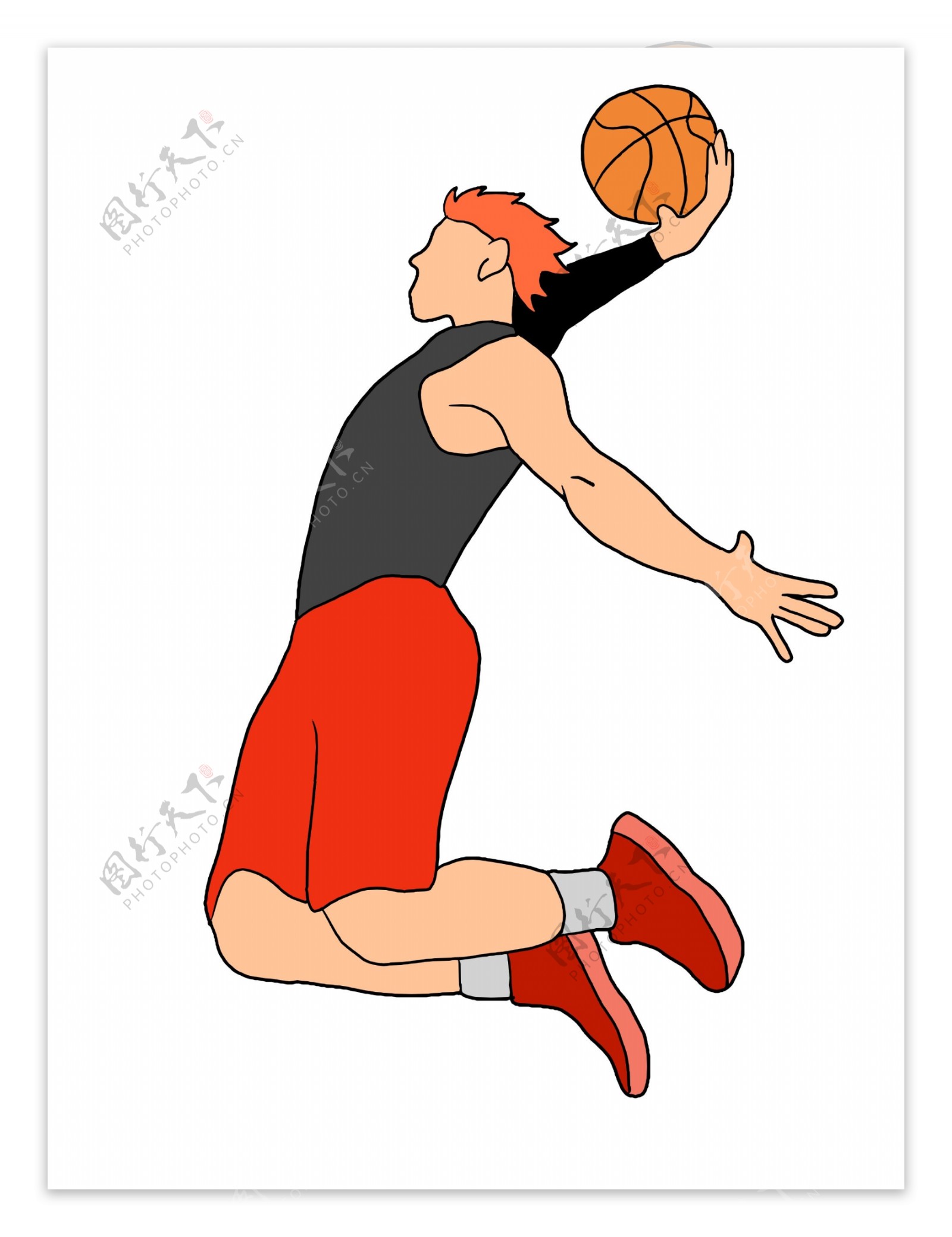 扣篮的篮球运动员插画