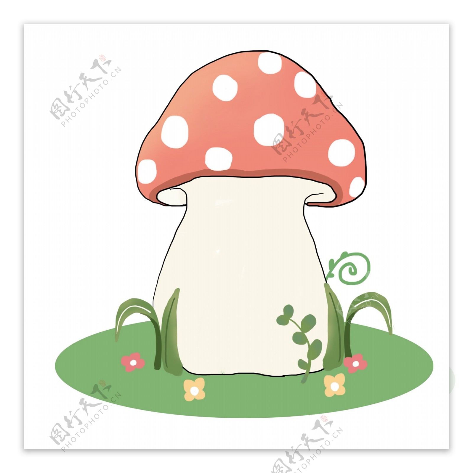 蘑菇春季边框插画