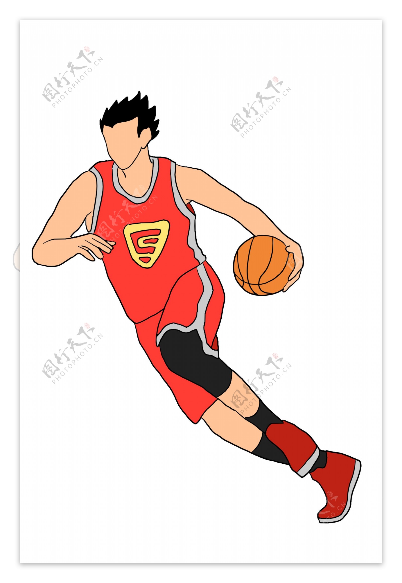 打篮球的男孩运动员插画