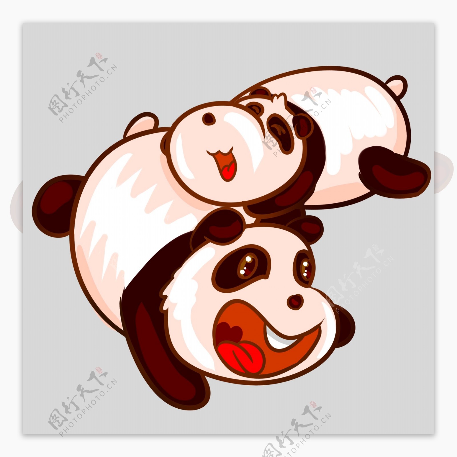 两只可爱的大熊猫插图