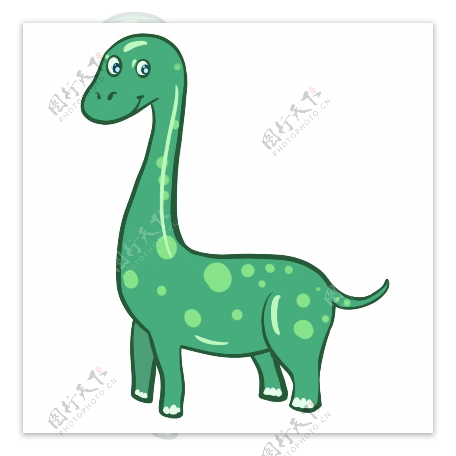 长脖子绿色恐龙插画