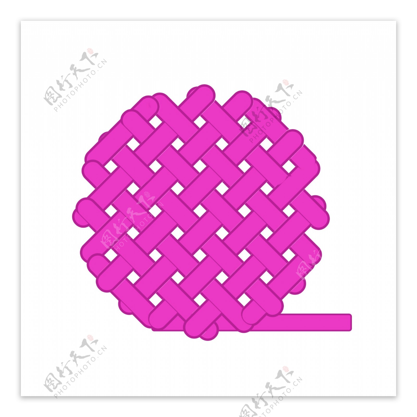粉色扁平简约毛线球卡通png素材