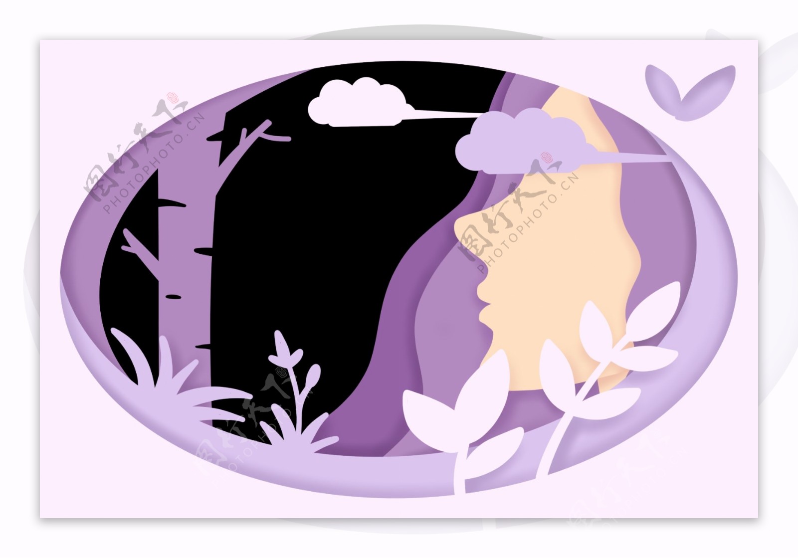 紫色椭圆形女神节边框